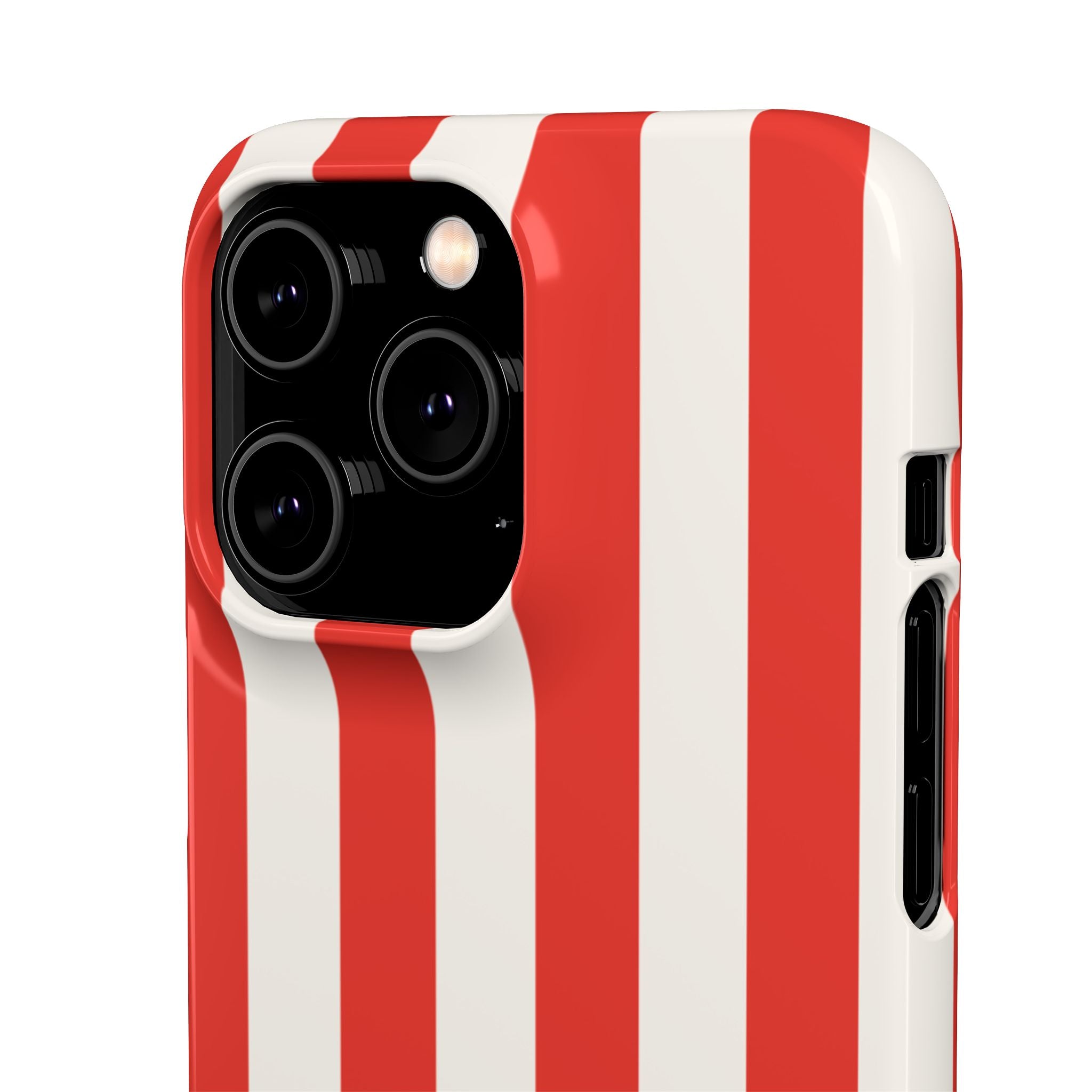 Striped Red & White Snap Phone Case – Classic Candy-Stripe Protection