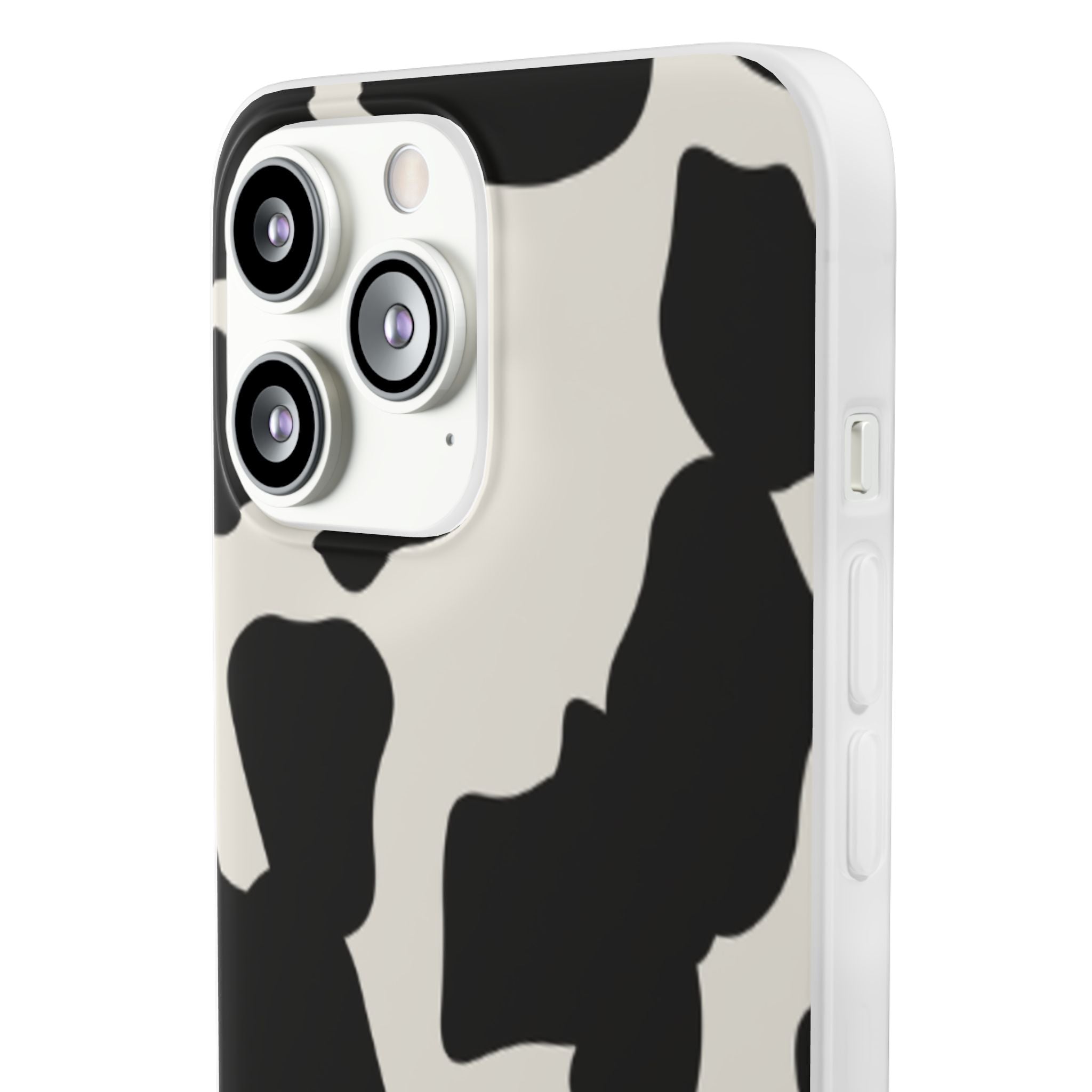 Cow Print Phone Case — Black & White Cowhide Pattern Flexible Protective Cover