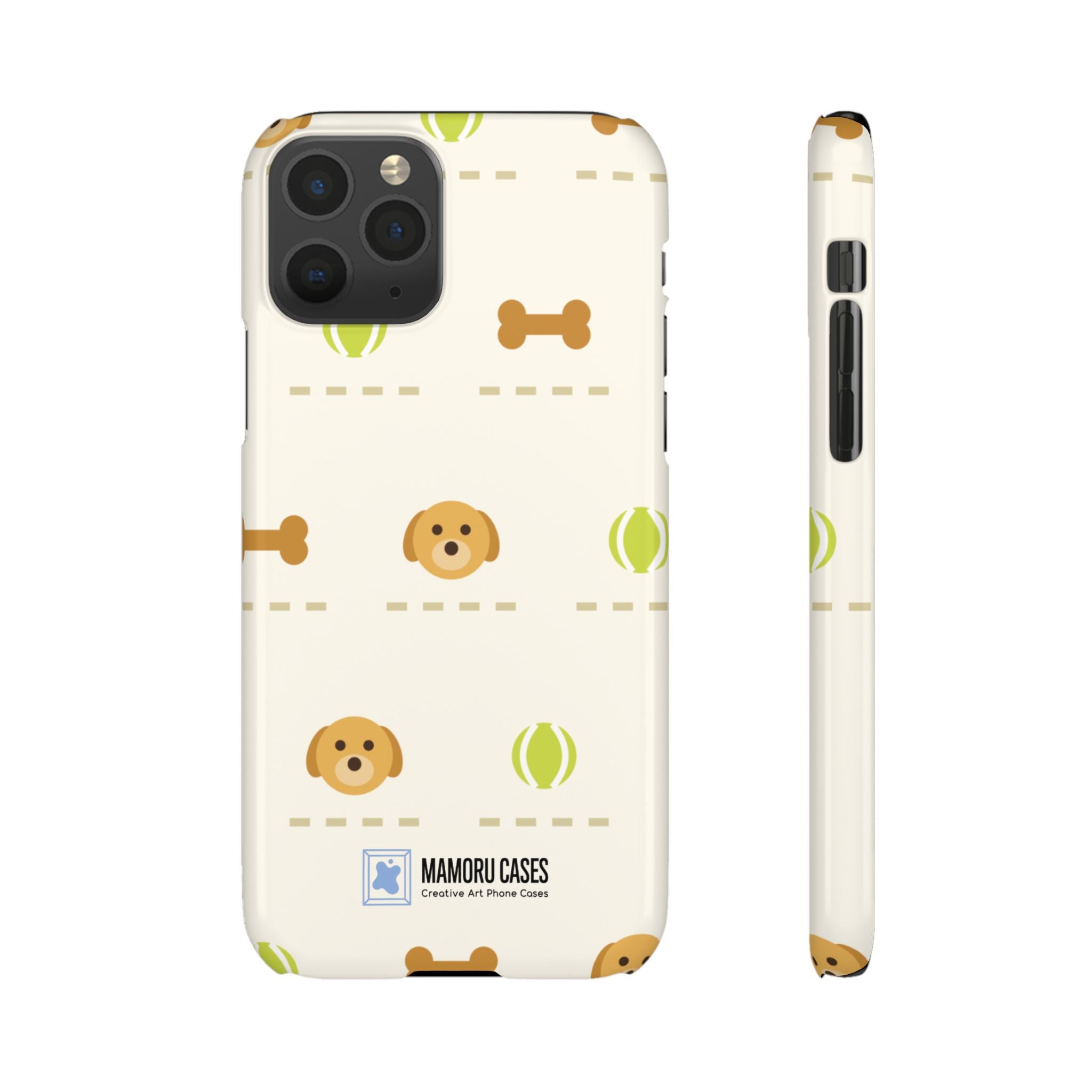 Cute Puppy Pattern Phone Case — Dog, Bone & Tennis Ball Snap Case
