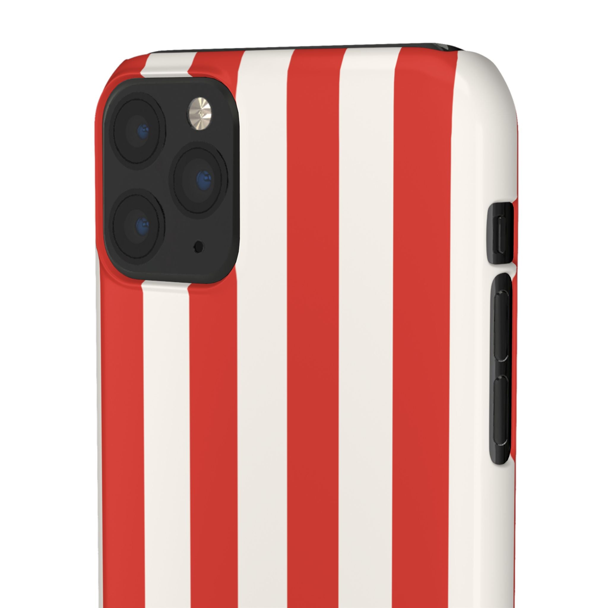Red & White Striped Phone Case — Bold Nautical-Inspired Snap Cover