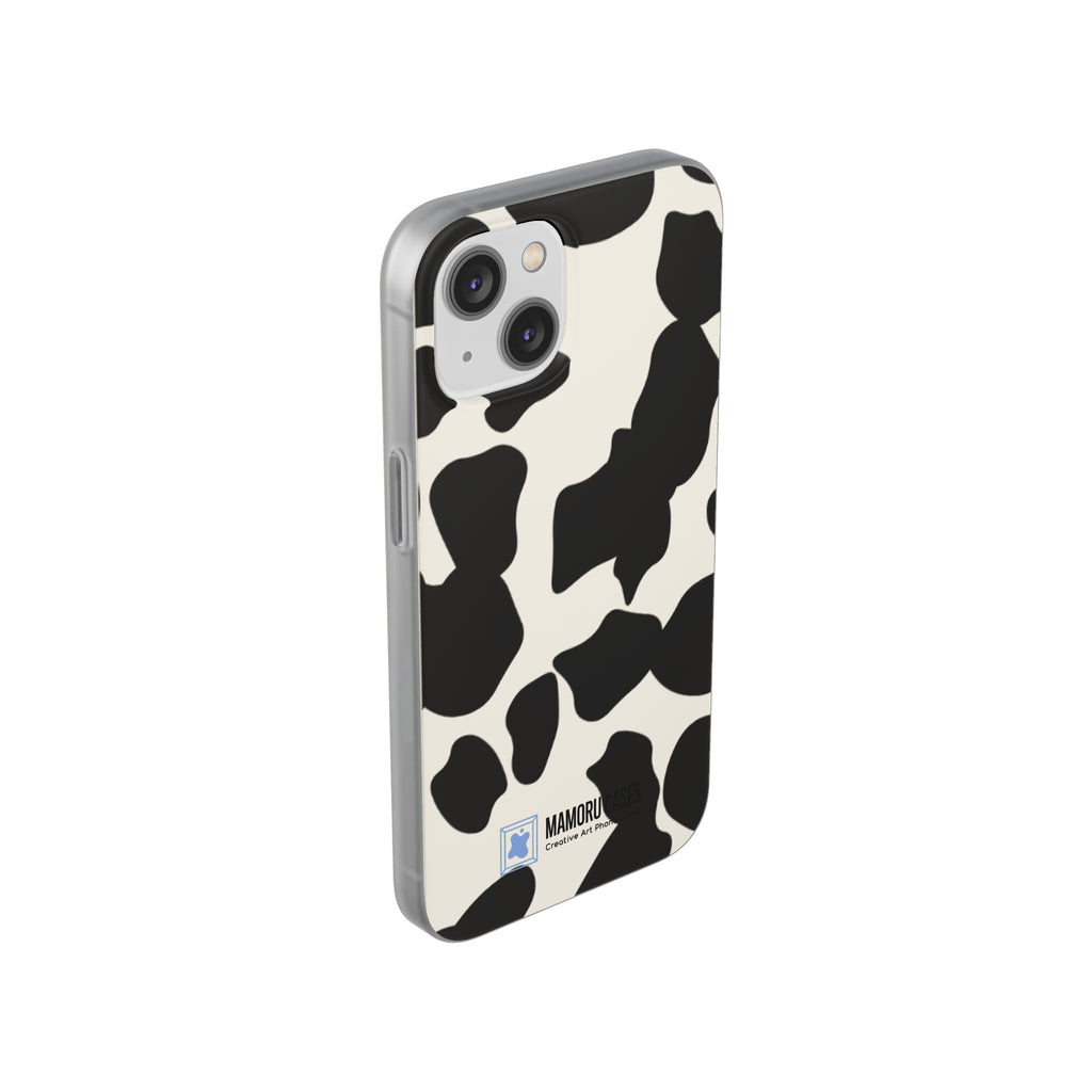 Cow Print Phone Case — Black & White Cowhide Pattern Flexible Protective Cover