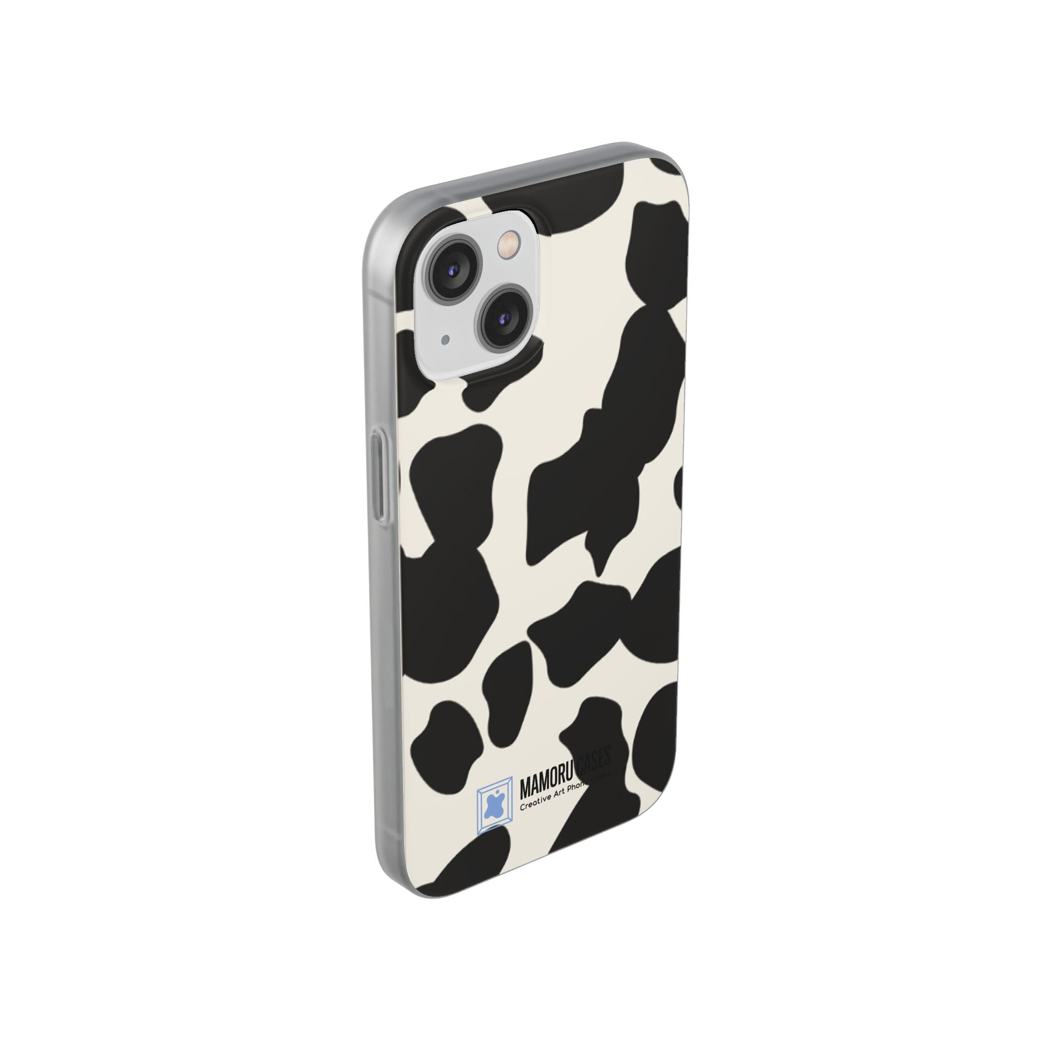 Cow Print Phone Case — Black & White Cowhide Pattern Flexible Protective Cover
