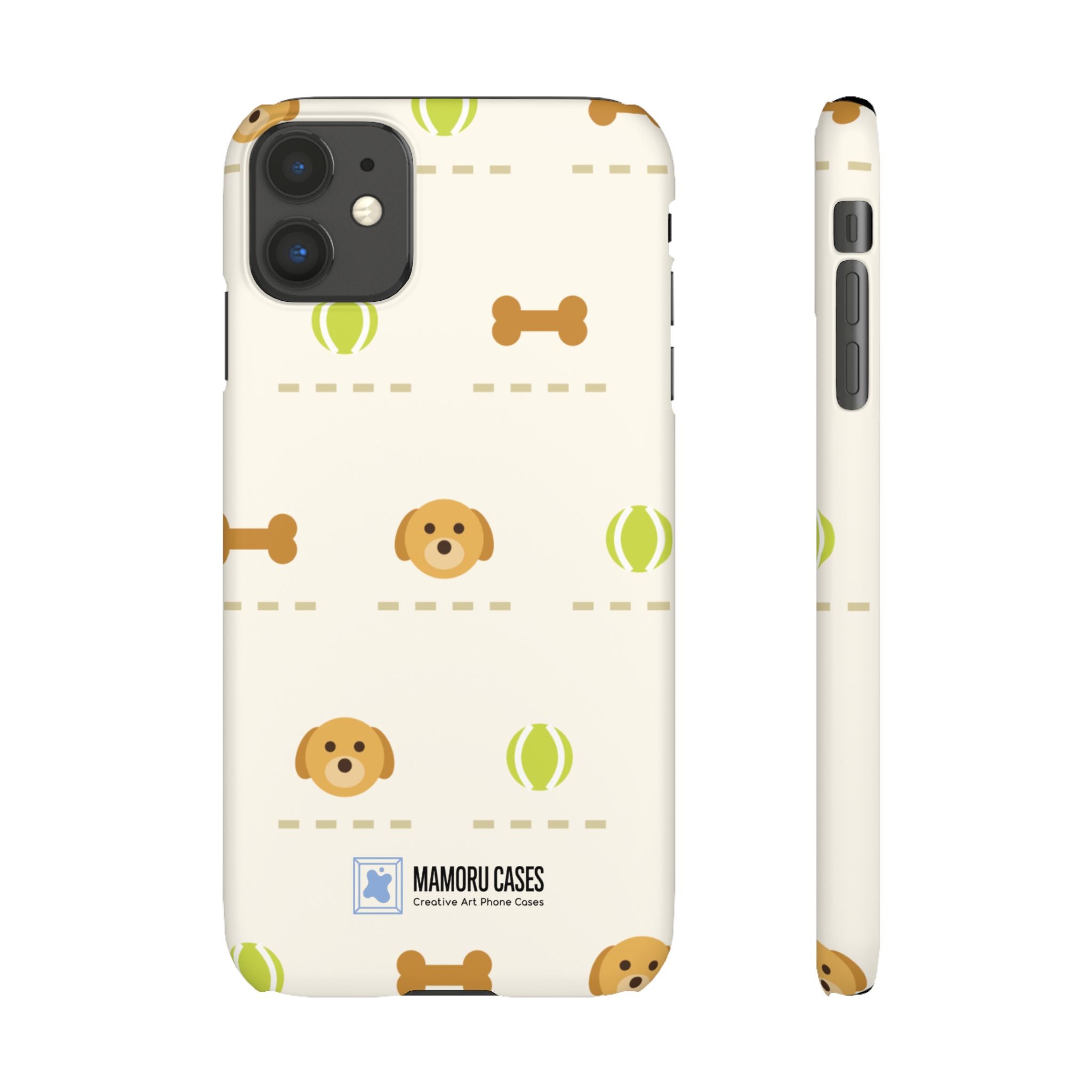Cute Puppy Pattern Phone Case — Dog, Bone & Tennis Ball Snap Case