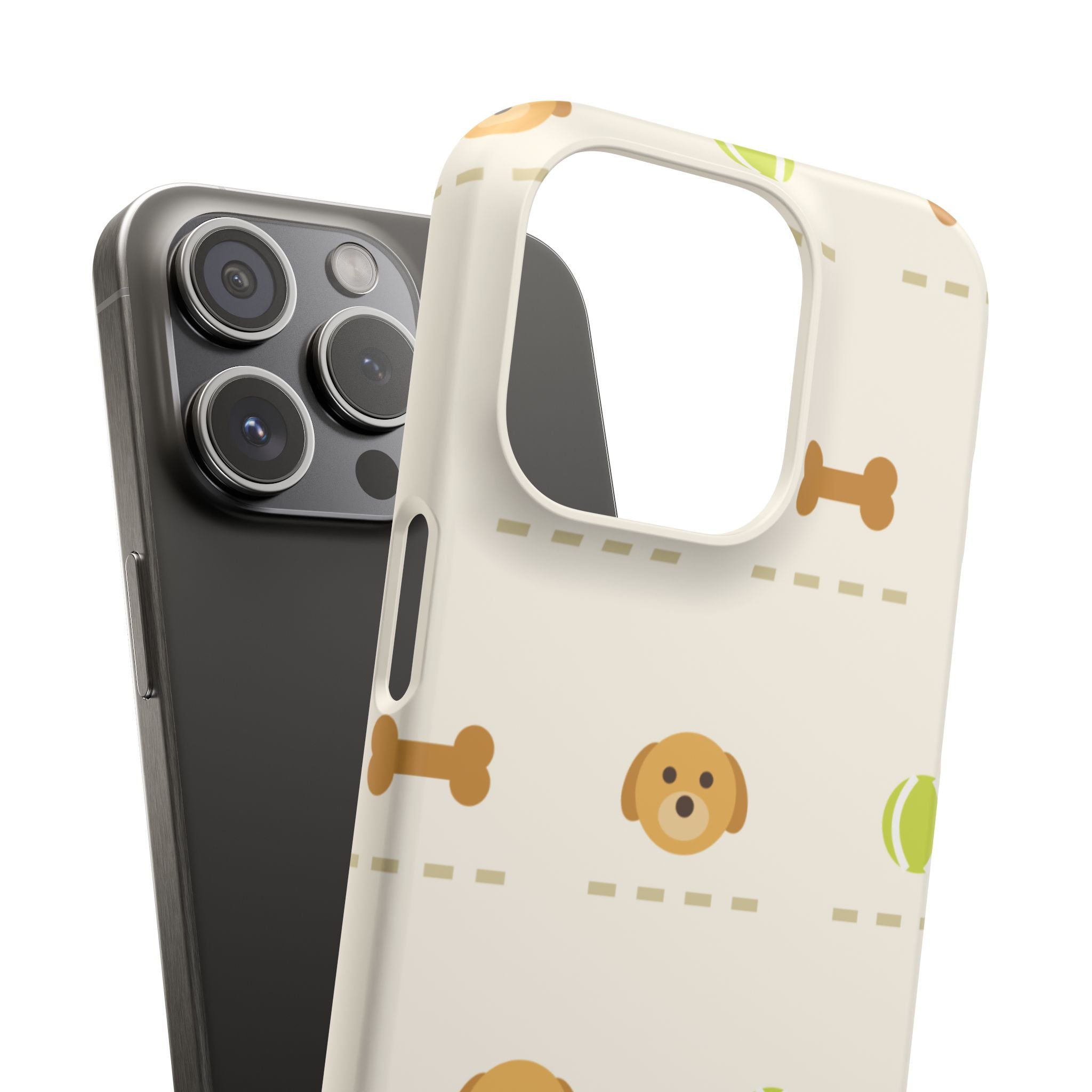 Cute Puppy Pattern Phone Case — Dog, Bone & Tennis Ball Snap Case