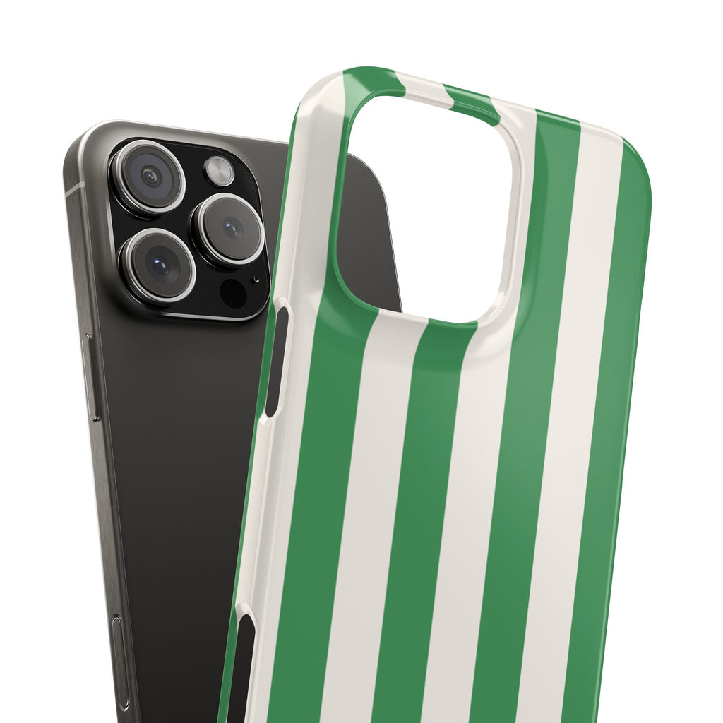 Green & White Stripe Phone Case — Snap-On Protective Cover