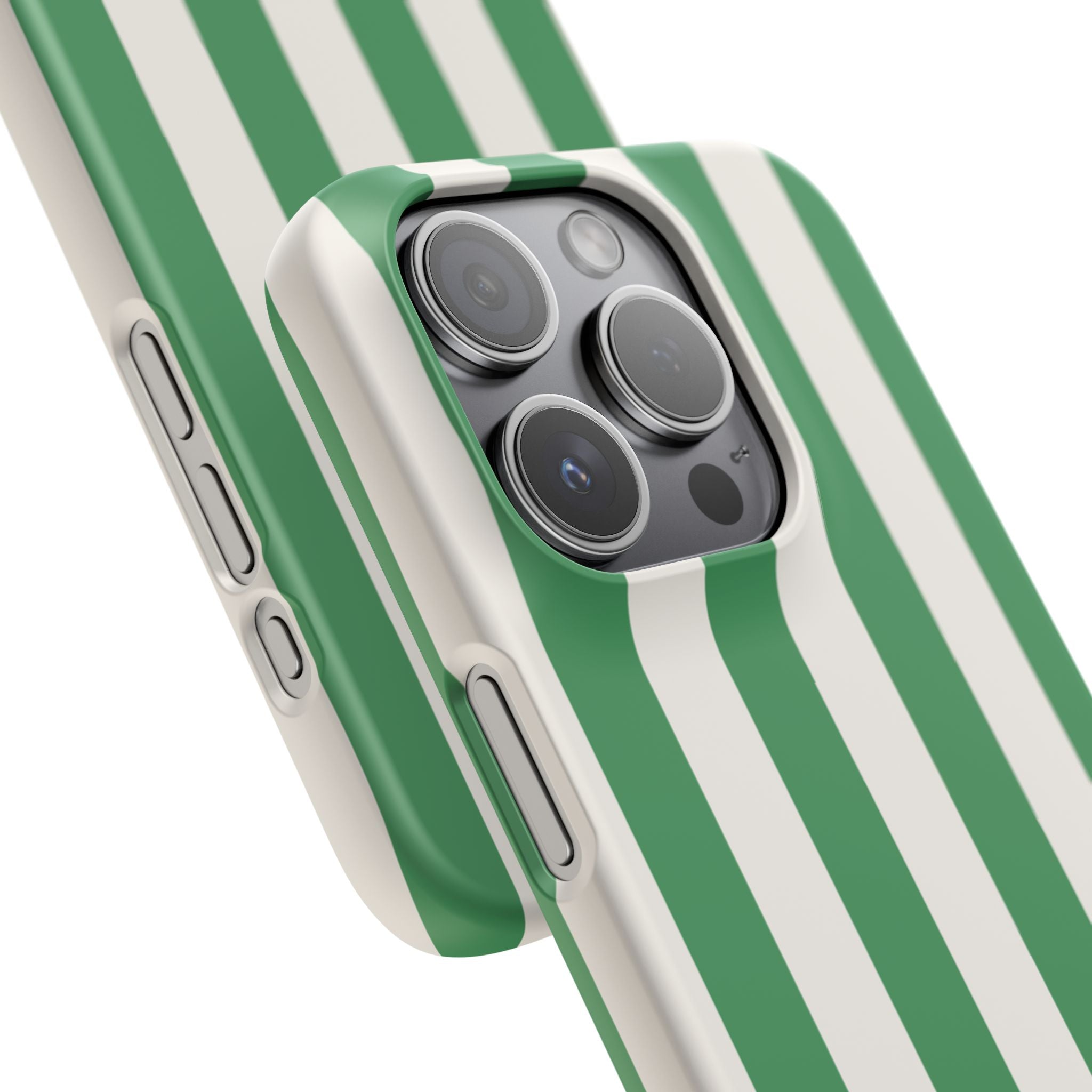 Green & White Stripe Phone Case — Snap-On Protective Cover