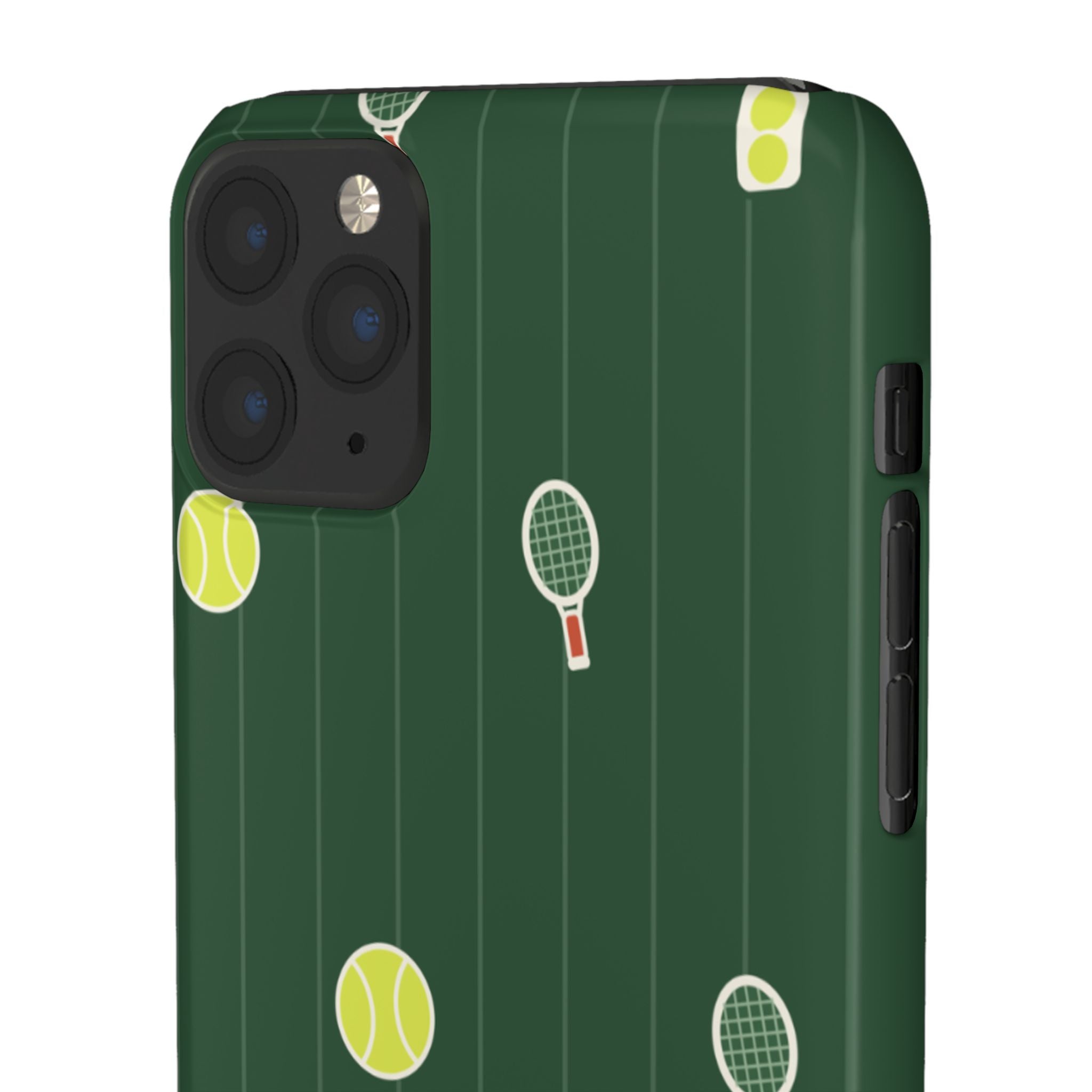 Tennis Pattern Phone Case — Green Court Design with Rackets & Balls