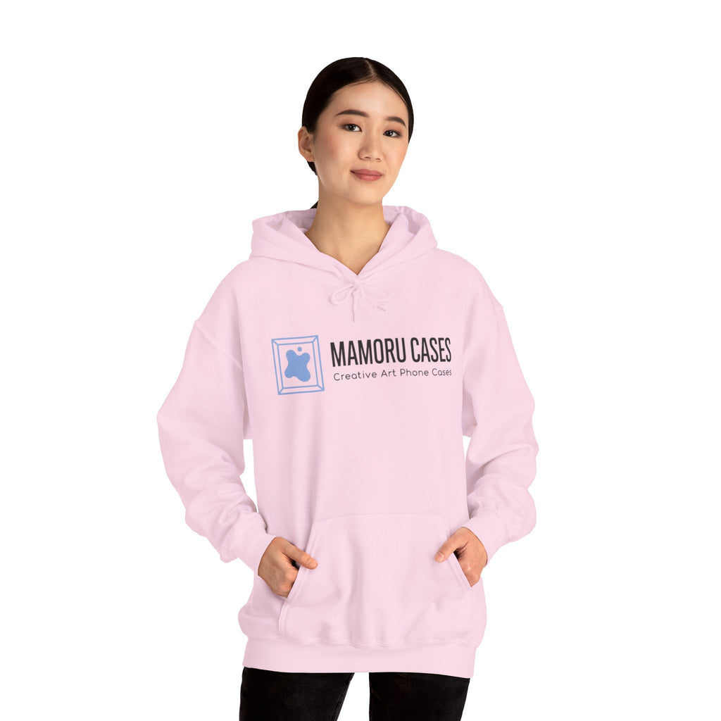 Mamoru Cases Logo Hoodie – Minimalist White Graphic Sweatshirt