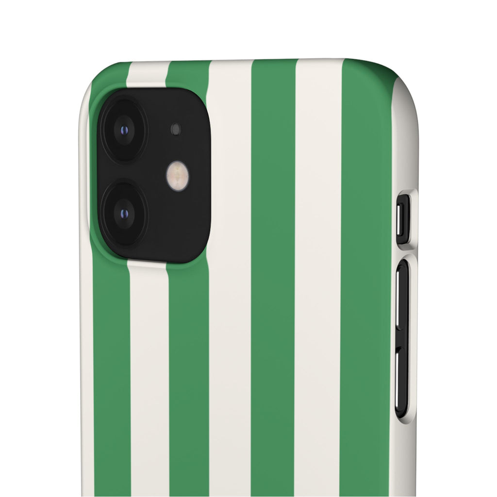 Green & White Stripe Phone Case — Snap-On Protective Cover