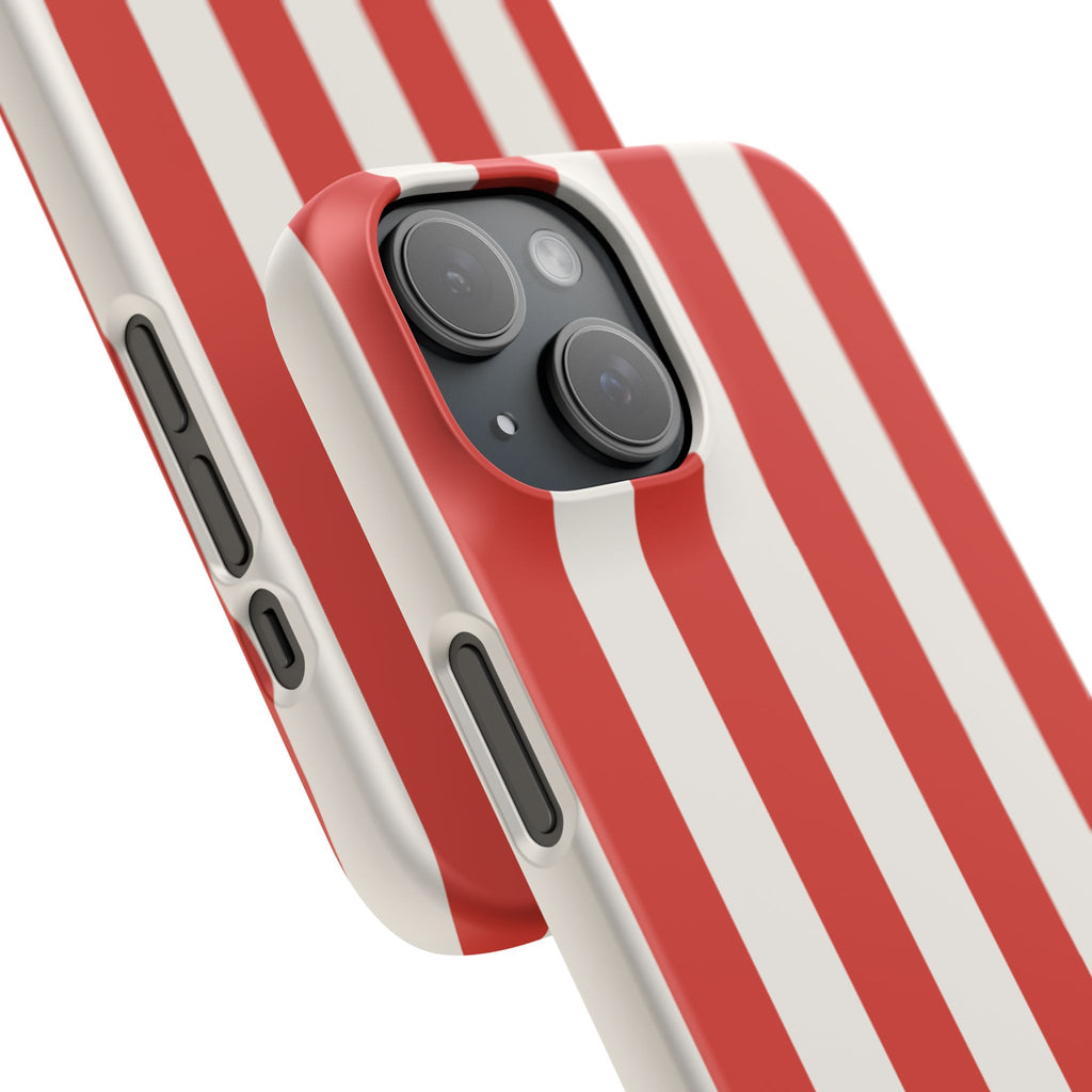 Red & White Striped Phone Case — Bold Nautical-Inspired Snap Cover