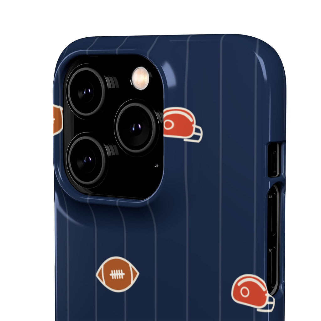 Football Pattern Phone Case – Navy Helmet & Pigskin Design