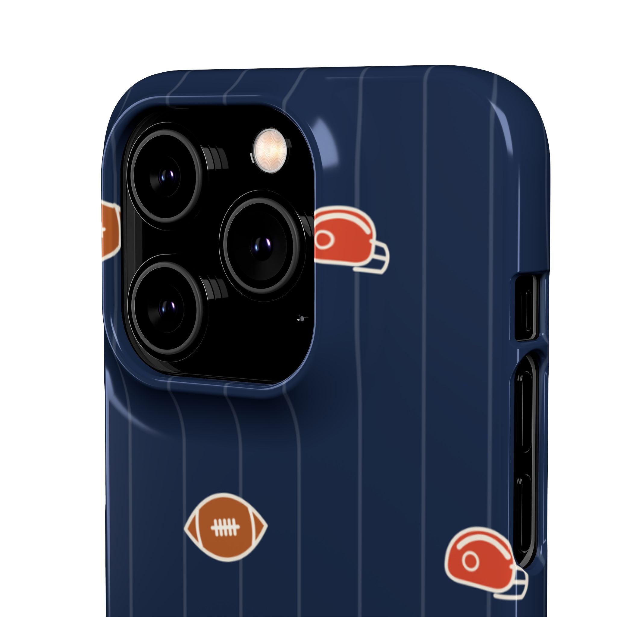Football Pattern Phone Case – Navy Helmet & Pigskin Design