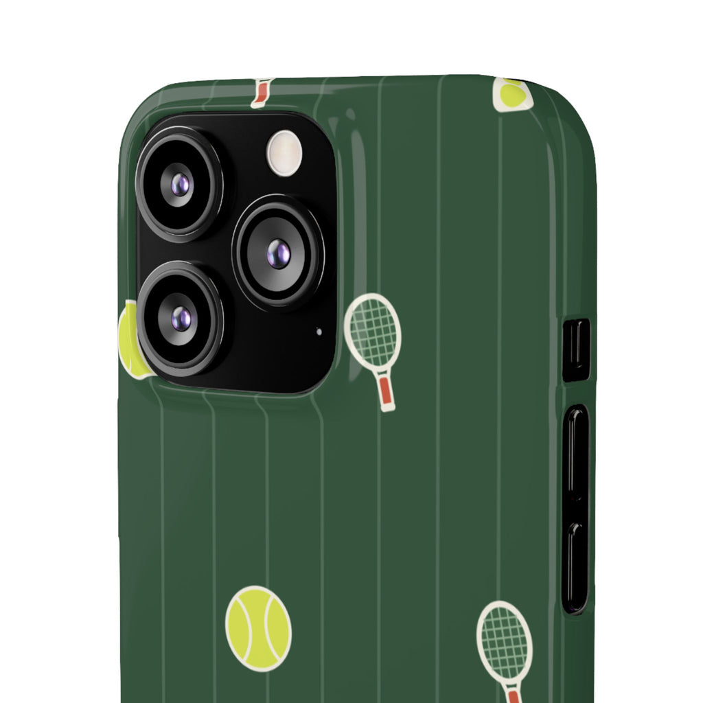 Tennis Pattern Phone Case — Green Court Design with Rackets & Balls