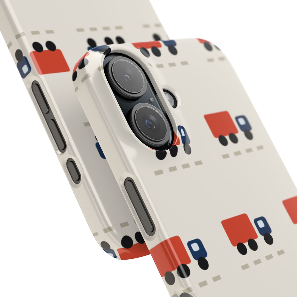Truck Pattern Phone Case — Cute Red & Blue Delivery Truck iPhone Cover