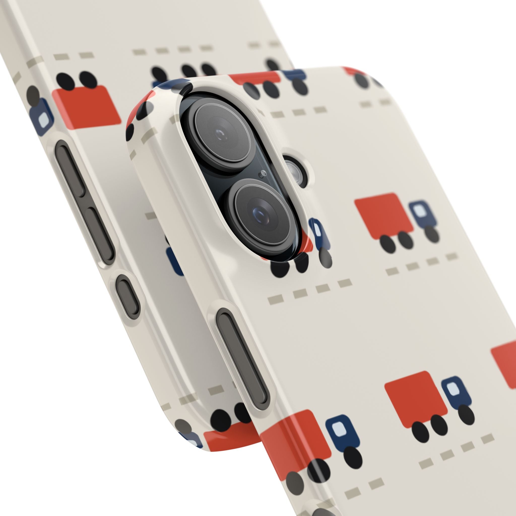 Truck Pattern Phone Case — Cute Red & Blue Delivery Truck iPhone Cover