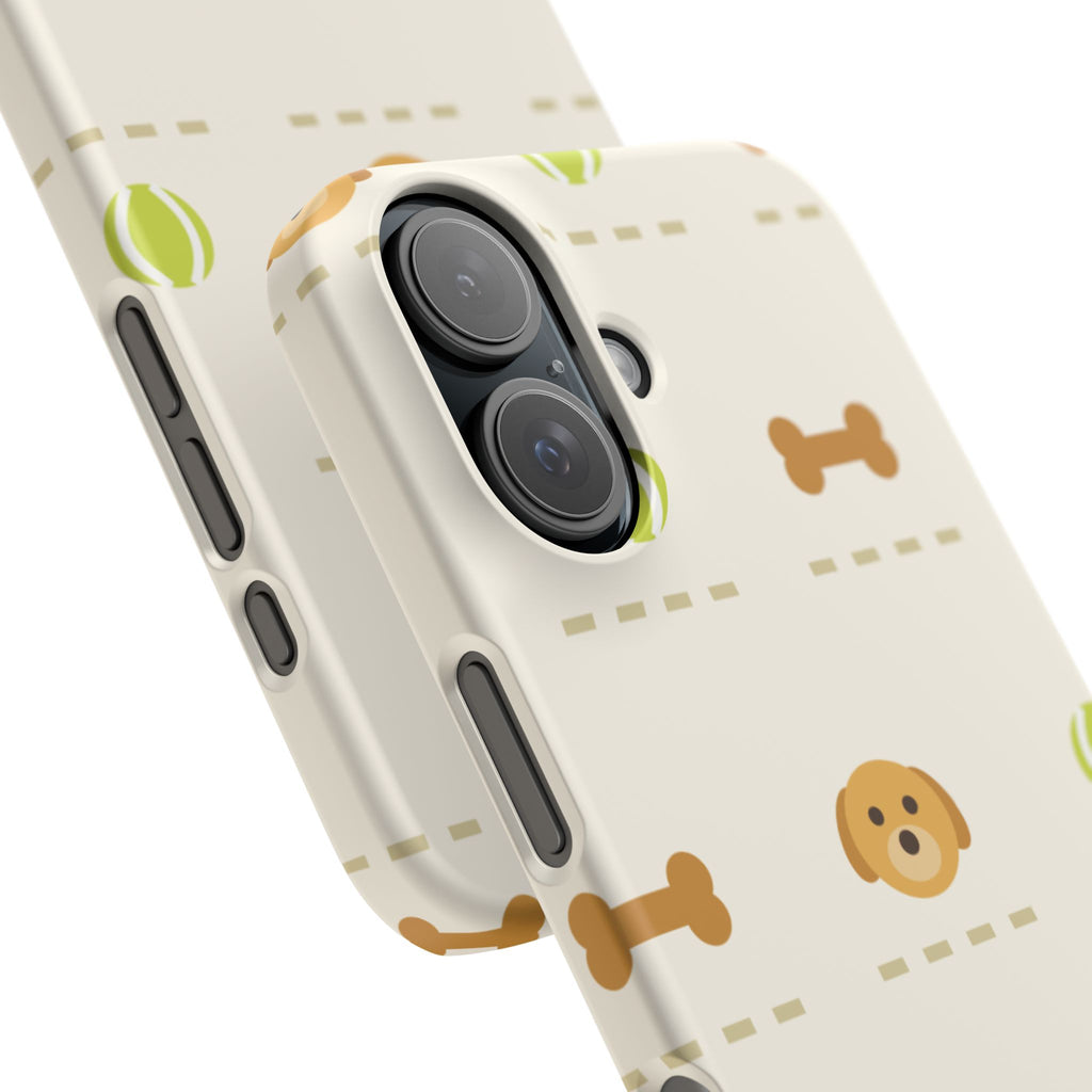 Cute Puppy Pattern Phone Case — Dog, Bone & Tennis Ball Snap Case