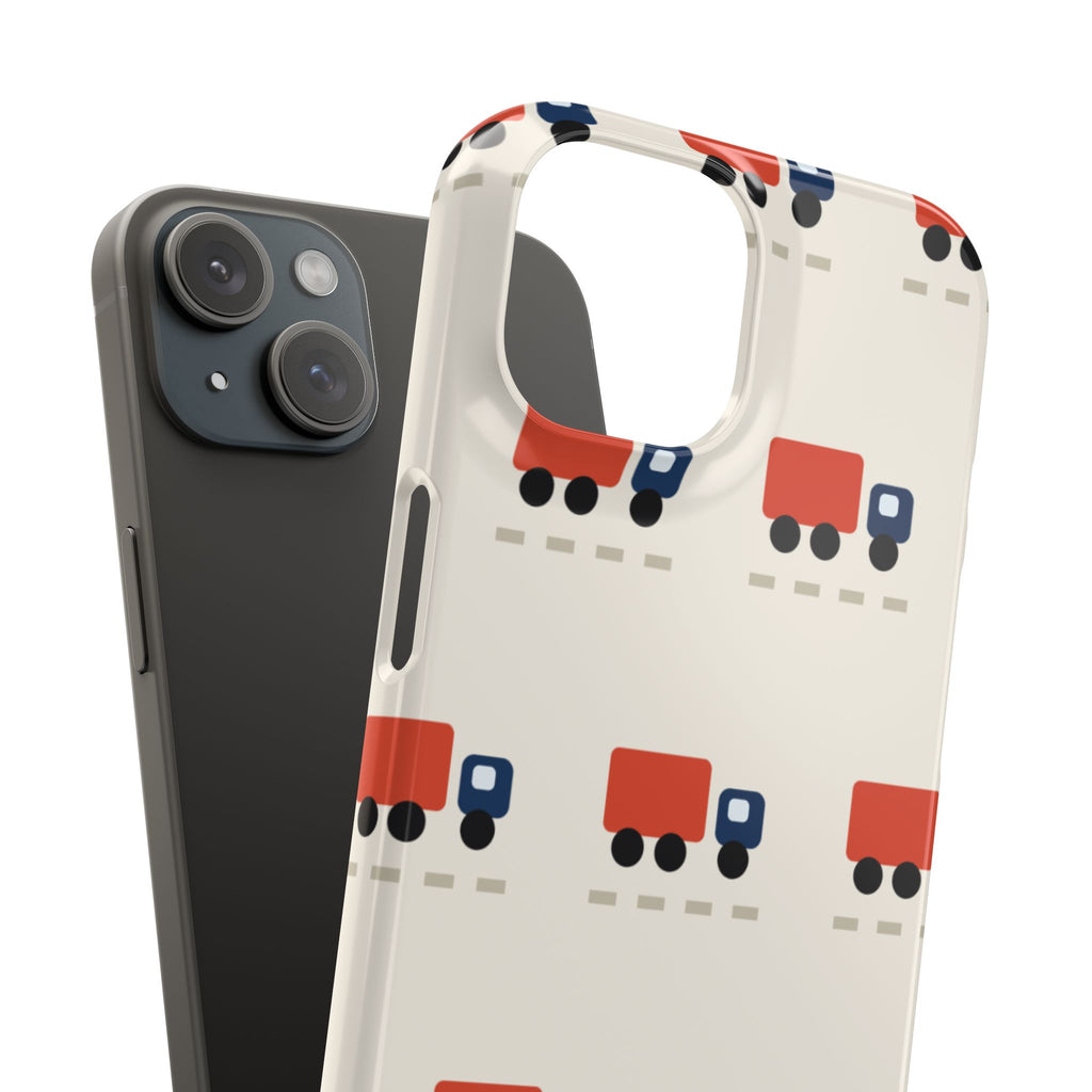 Truck Pattern Phone Case — Cute Red & Blue Delivery Truck iPhone Cover