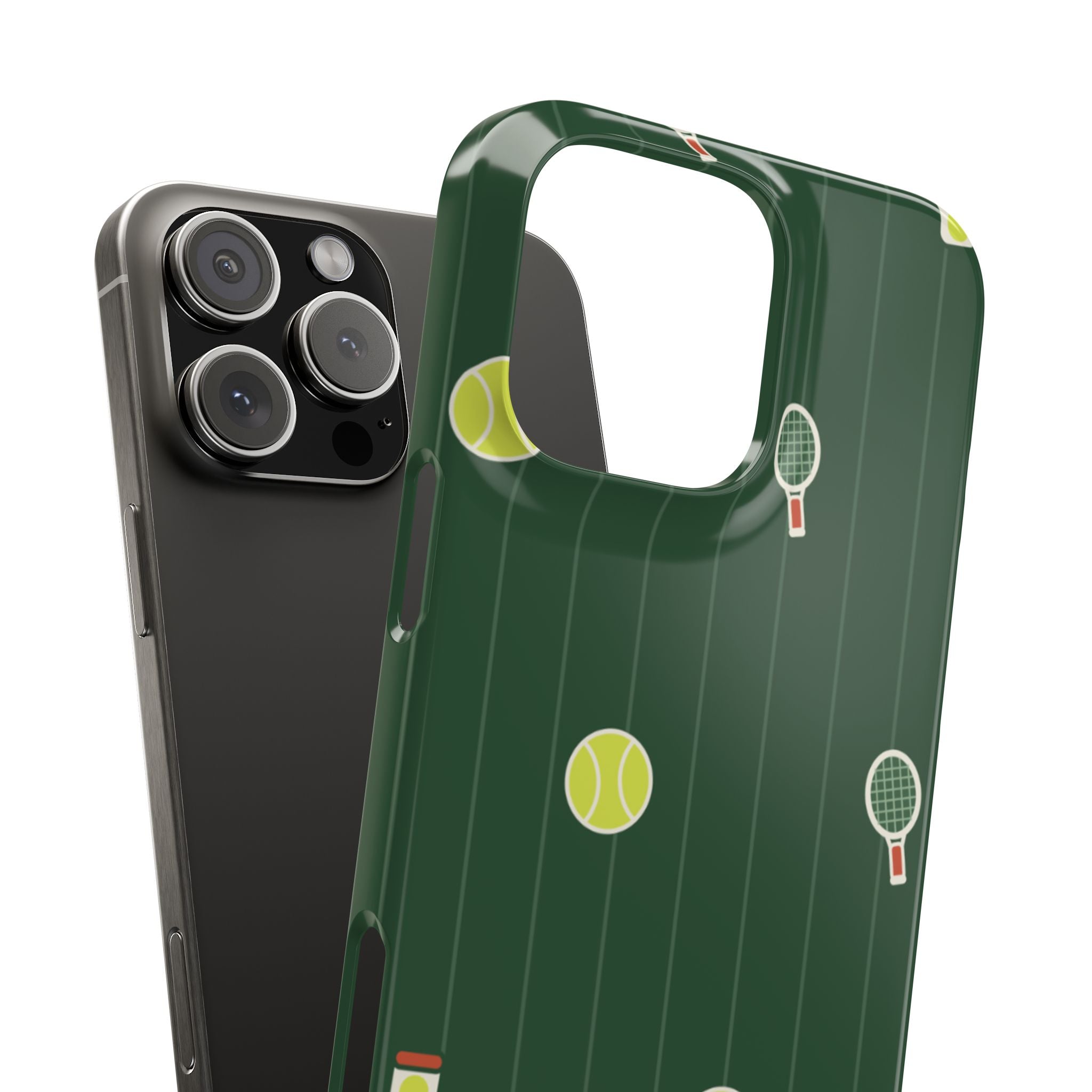 Tennis Pattern Phone Case — Green Court Design with Rackets & Balls