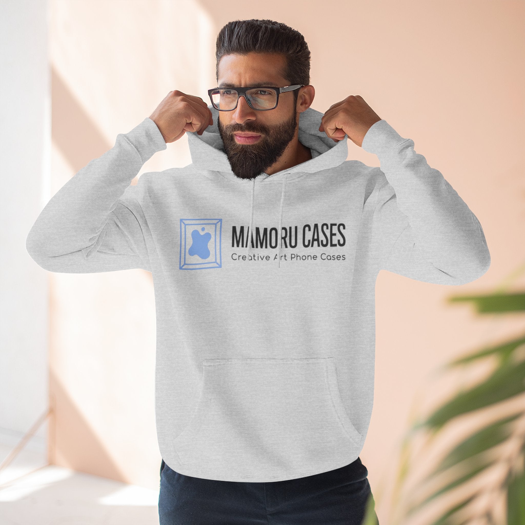 Three-Panel Fleece Hoodie — Minimal Logo Comfort Hooded Sweatshirt