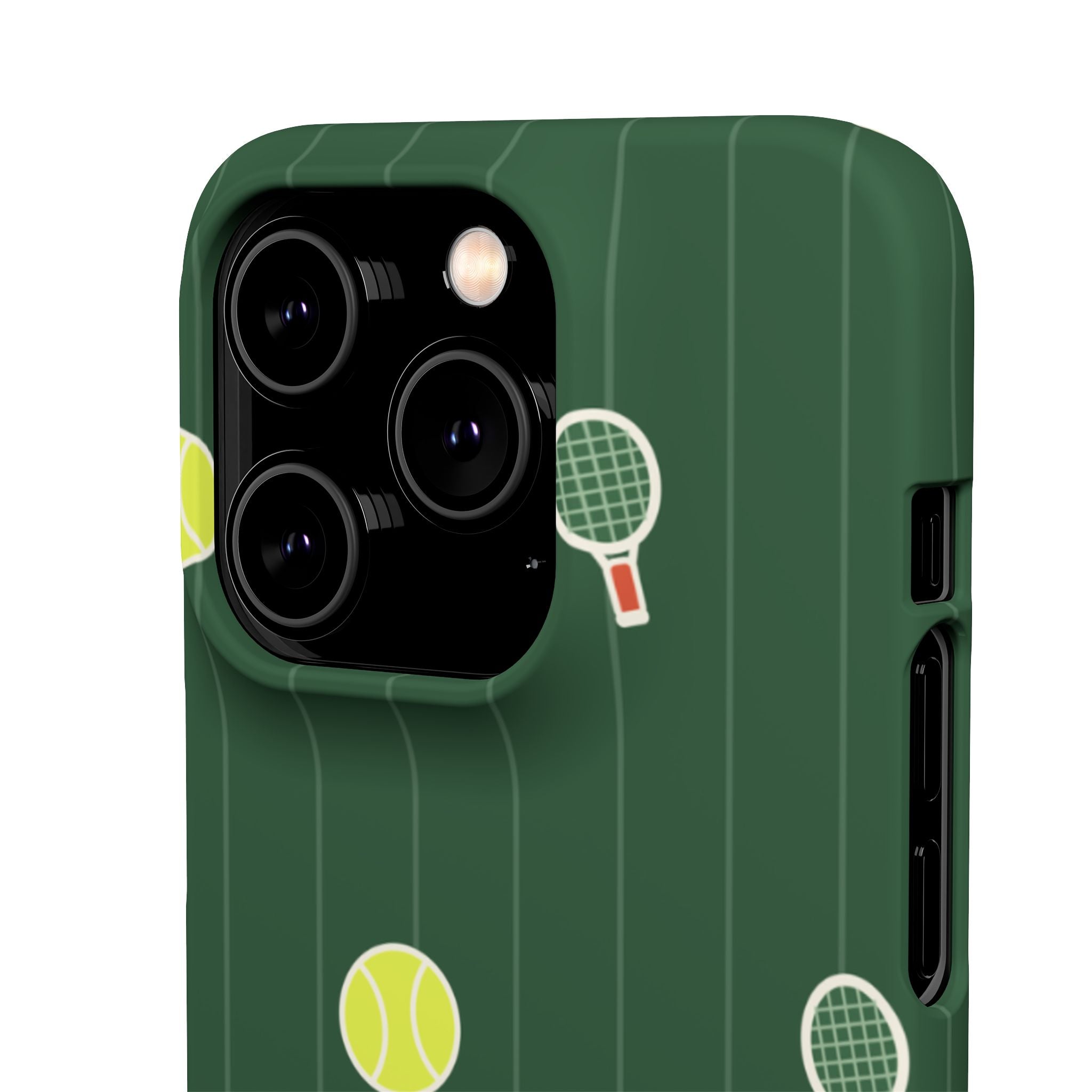 Tennis Pattern Phone Case — Green Court Design with Rackets & Balls