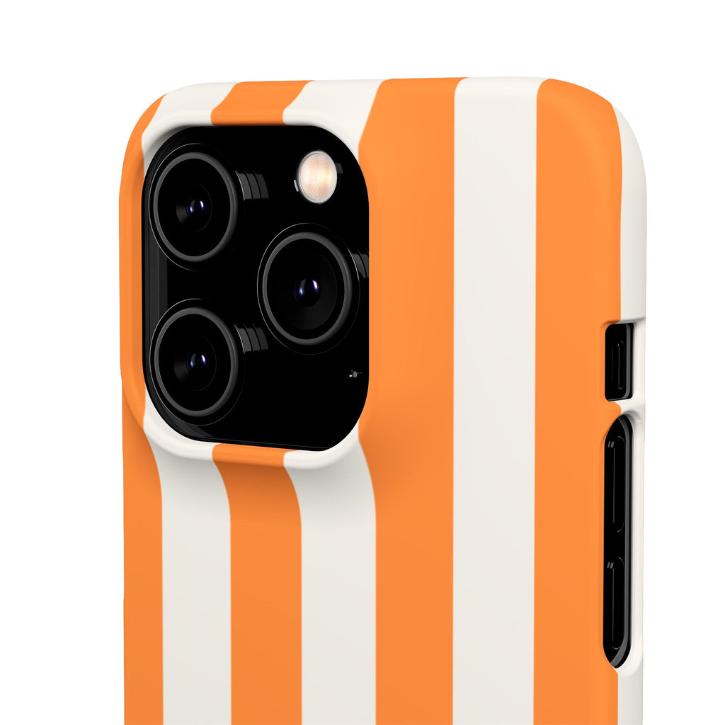 Striped Orange Snap Phone Case — Bold Retro Vertical Stripes iPhone Cover