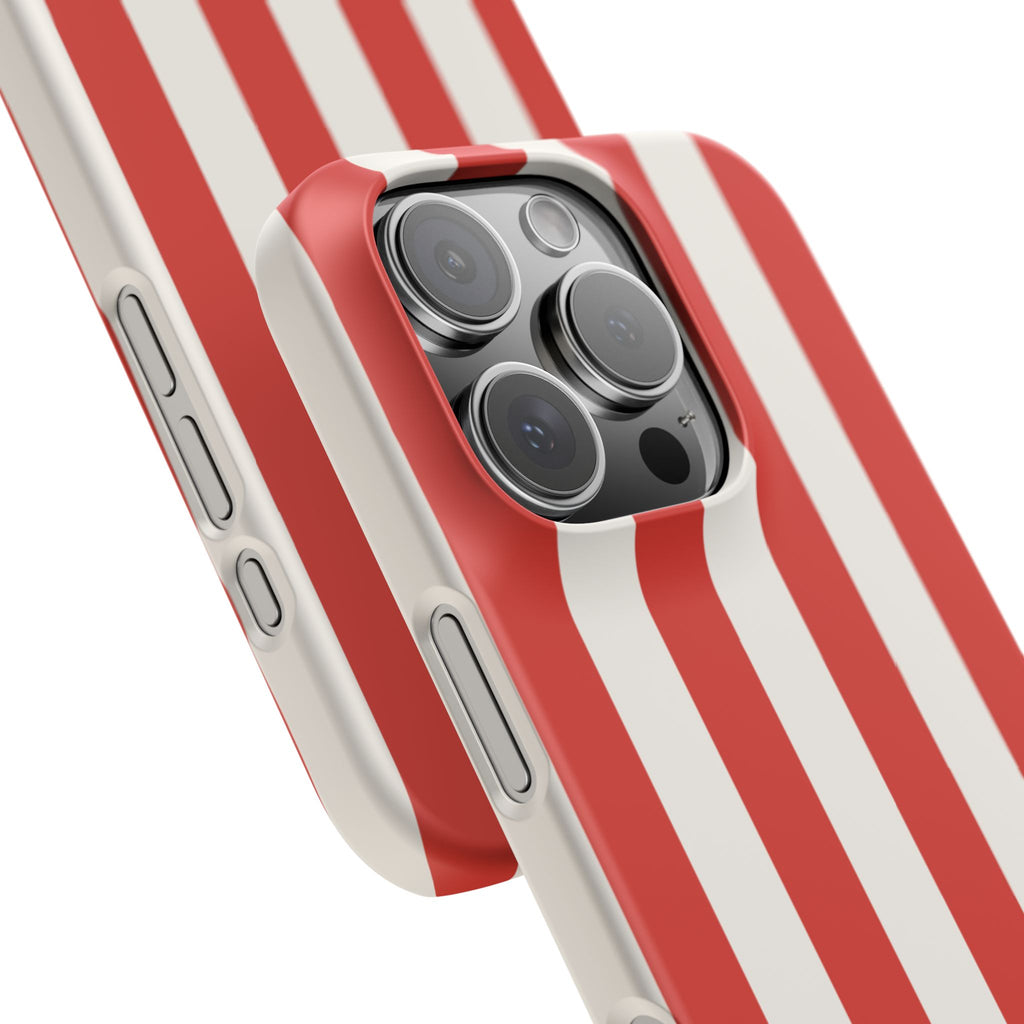 Red & White Striped Phone Case — Bold Nautical-Inspired Snap Cover