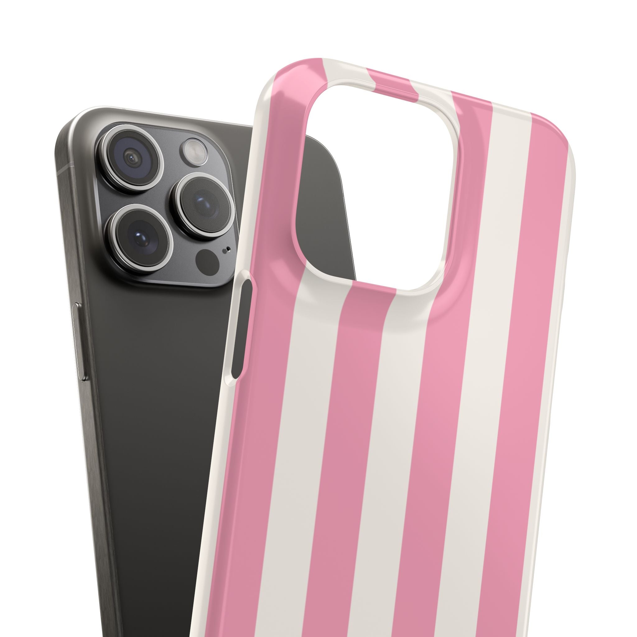 Pink & White Stripe Snap Phone Case — Cute Striped iPhone Cover