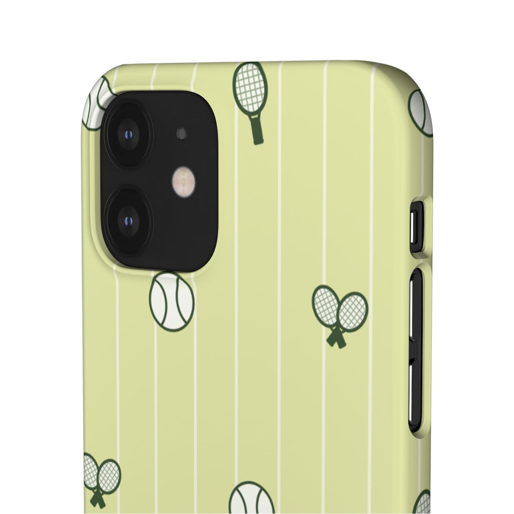 Tennis Pattern Phone Case — Yellow Racket & Ball Snap Case