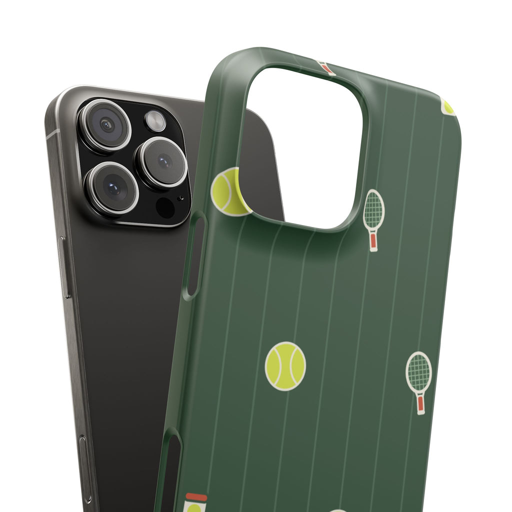 Tennis Pattern Phone Case — Green Court Design with Rackets & Balls