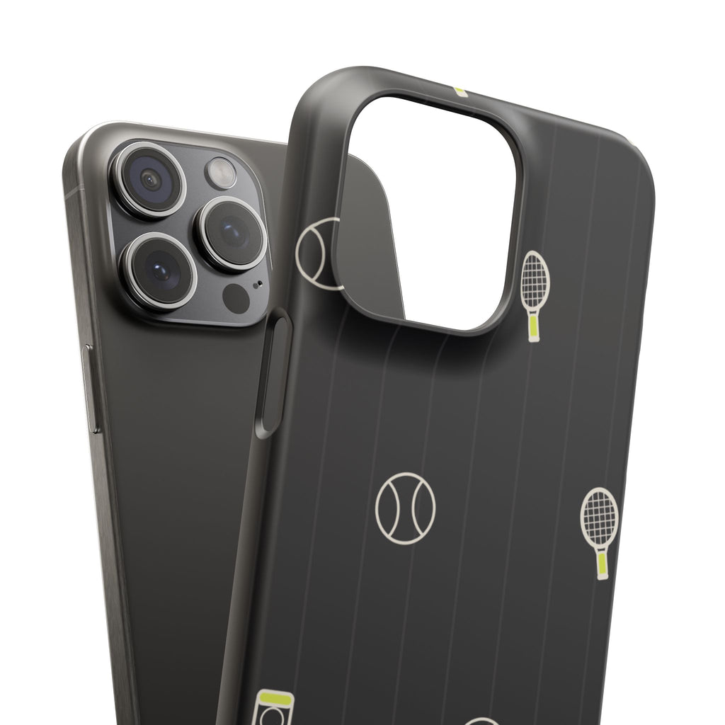 Snap Case — Black Sports Pattern Phone Case (Tennis Rackets & Baseballs)