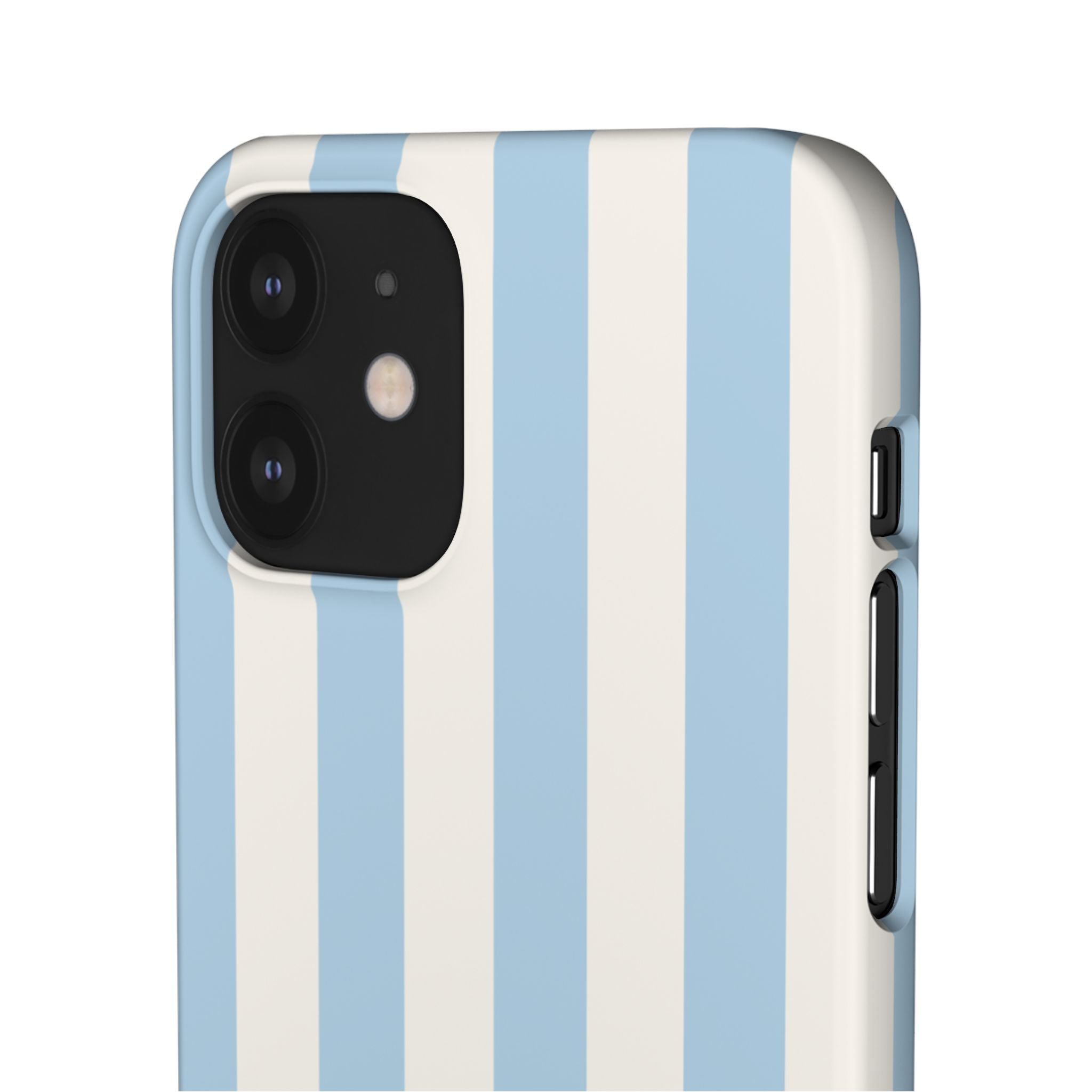 Phone Case — Pastel Blue & White Vertical Stripe Protective Snap Case