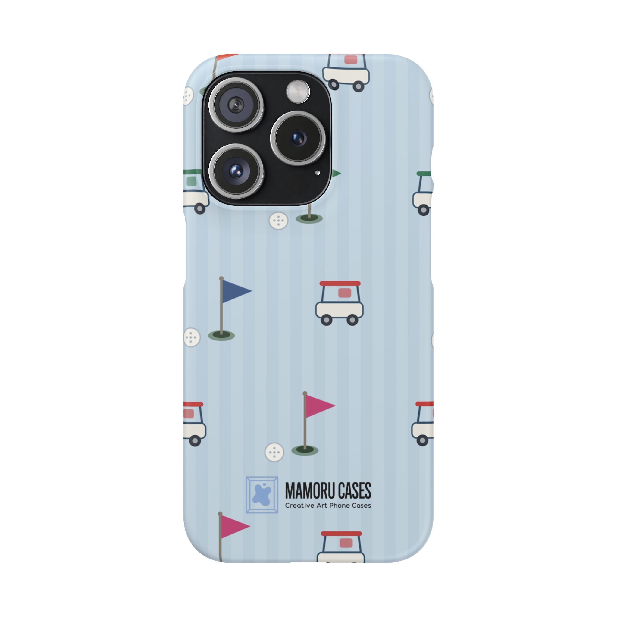 Golf Cart Pattern Phone Case – Cute Blue Golf Course Snap Case