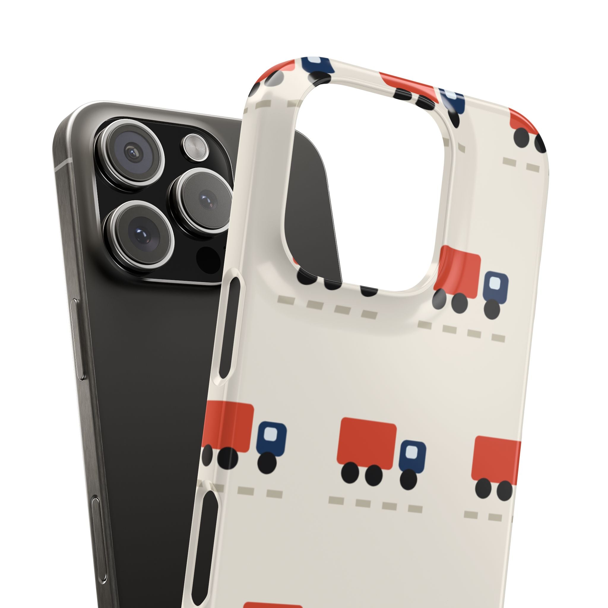 Truck Pattern Phone Case — Cute Red & Blue Delivery Truck iPhone Cover