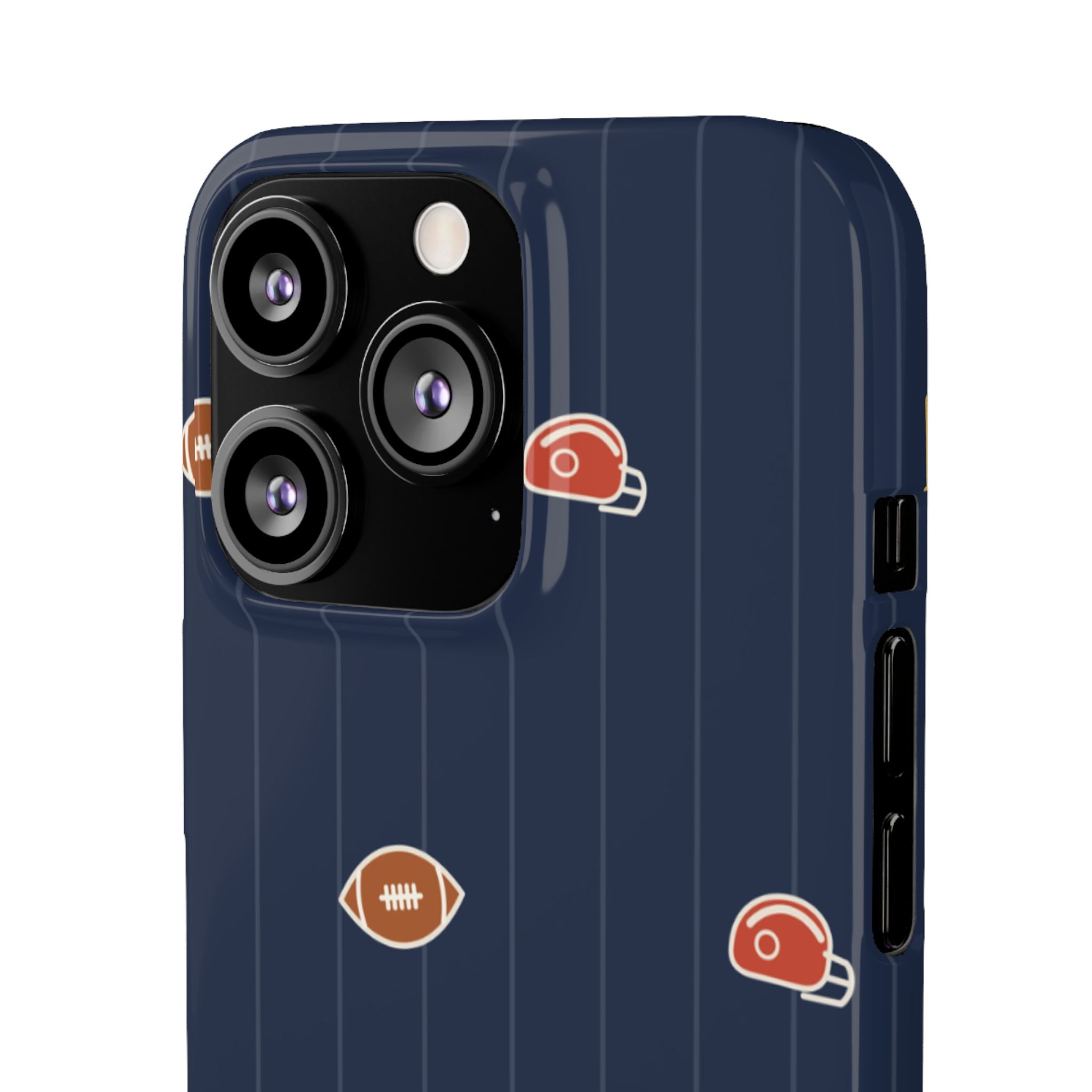 Football Pattern Phone Case – Navy Helmet & Pigskin Design