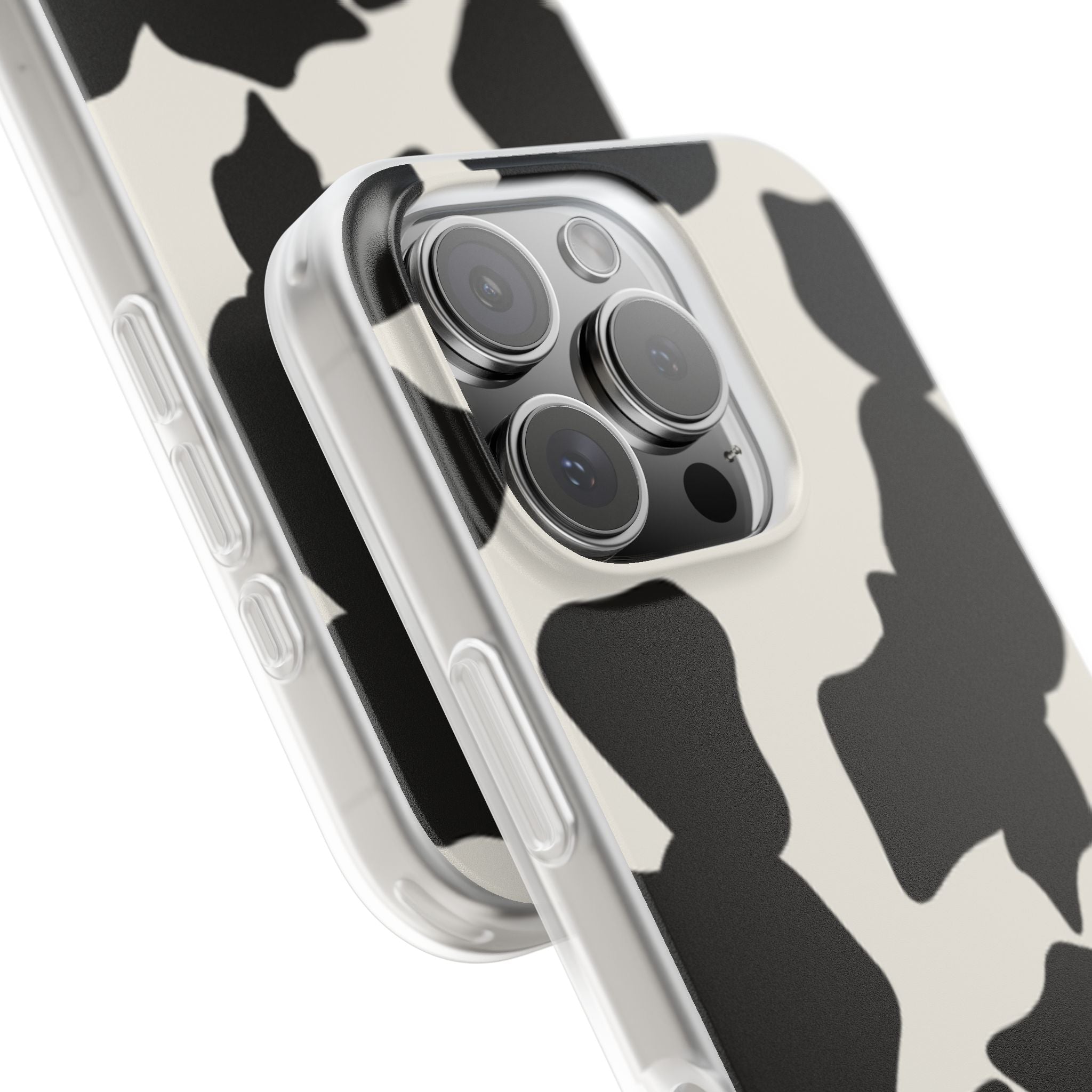 Cow Print Phone Case — Black & White Cowhide Pattern Flexible Protective Cover