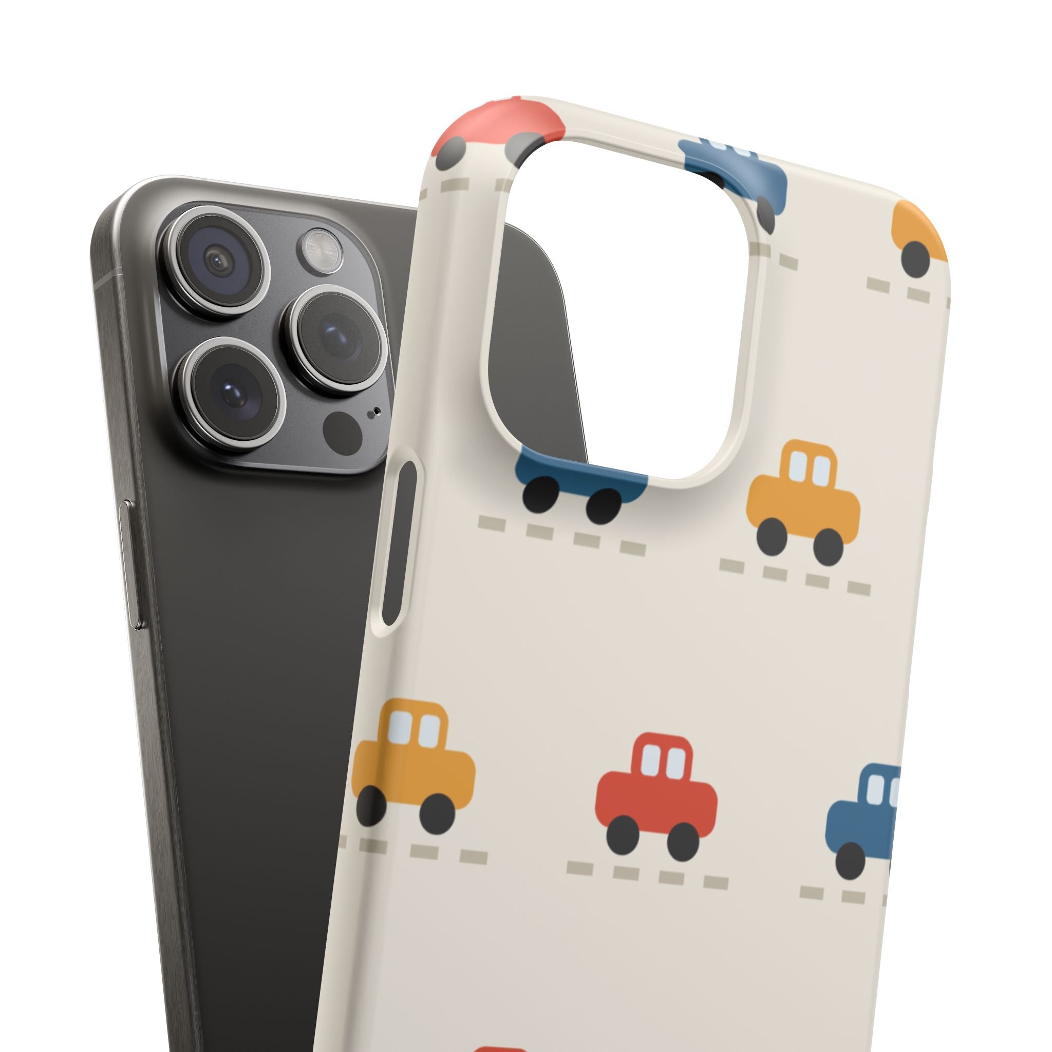 Cute Retro Toy Car Phone Case — Colorful Kids Pattern Snap Case