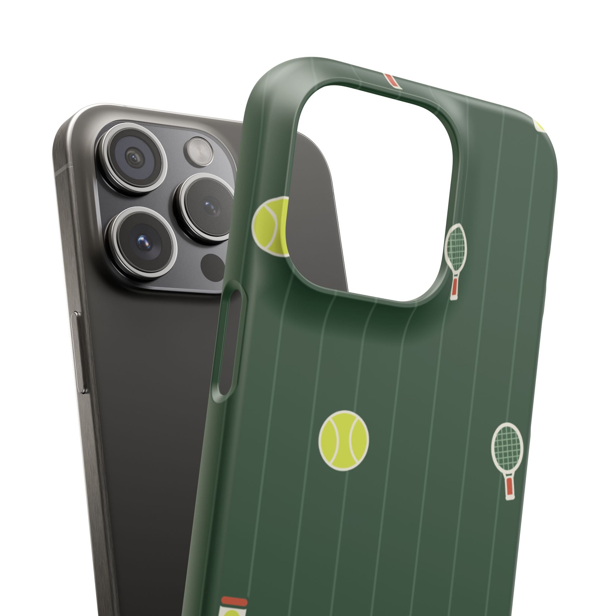 Tennis Pattern Phone Case — Green Court Design with Rackets & Balls