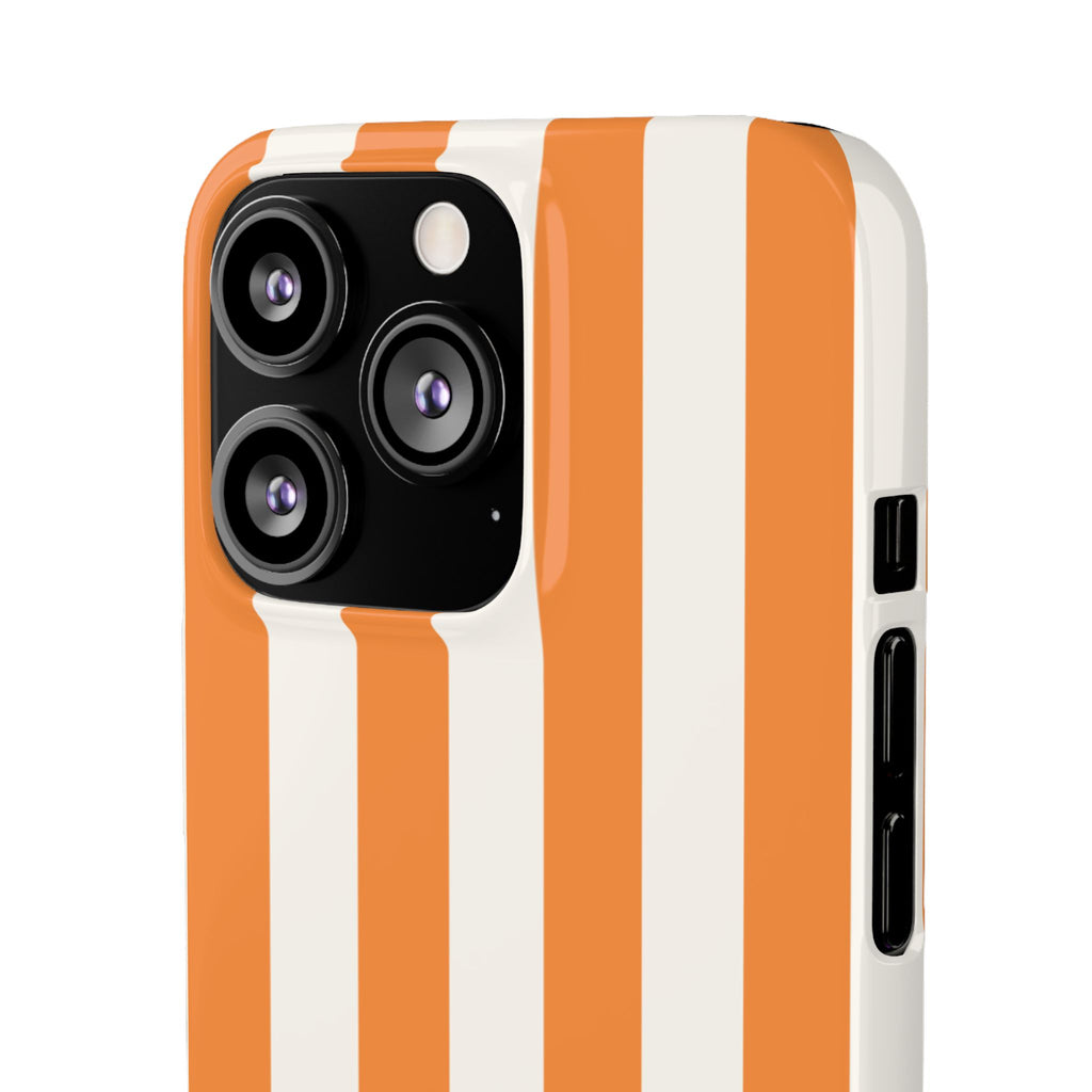 Striped Orange Snap Phone Case — Bold Retro Vertical Stripes iPhone Cover