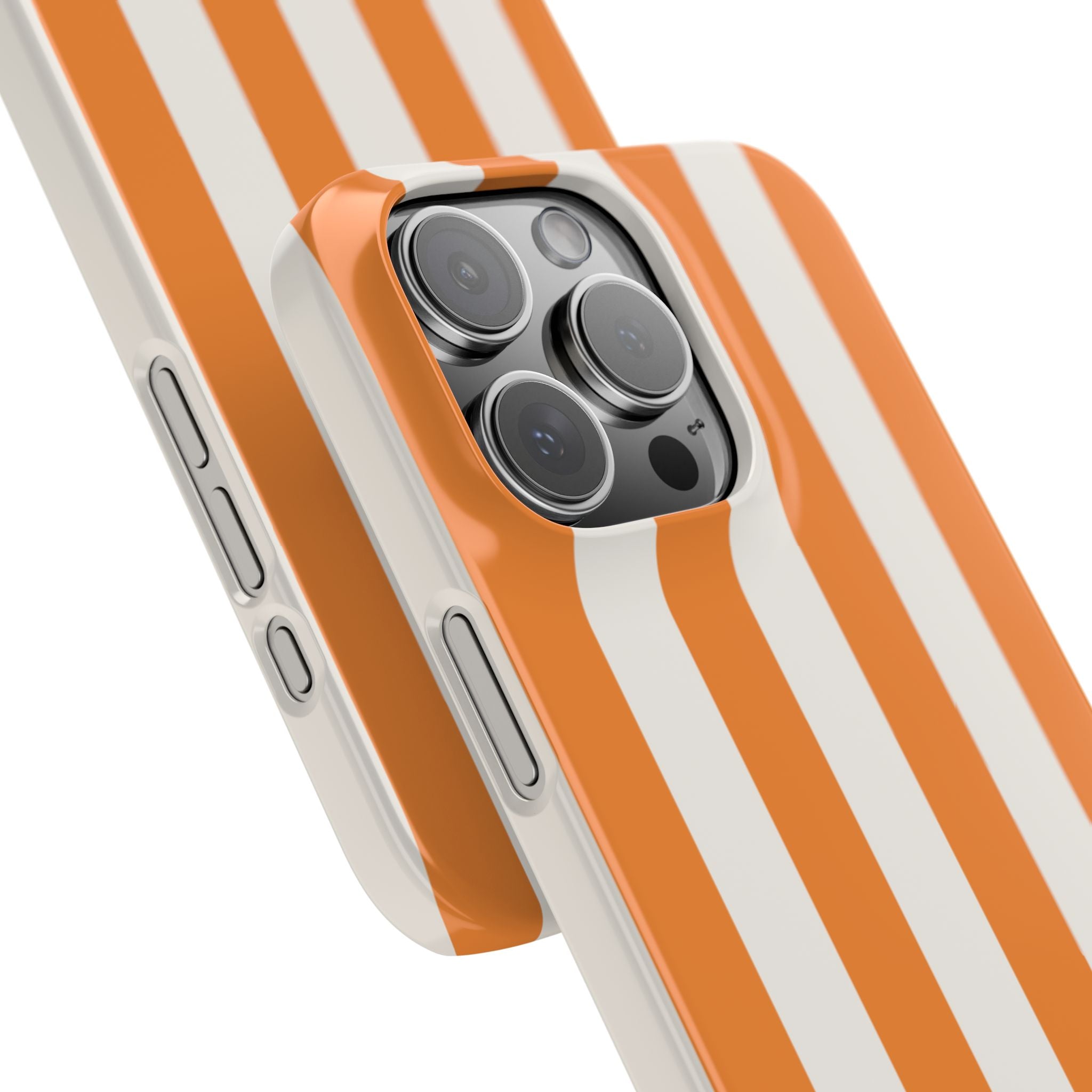 Striped Orange Snap Phone Case — Bold Retro Vertical Stripes iPhone Cover