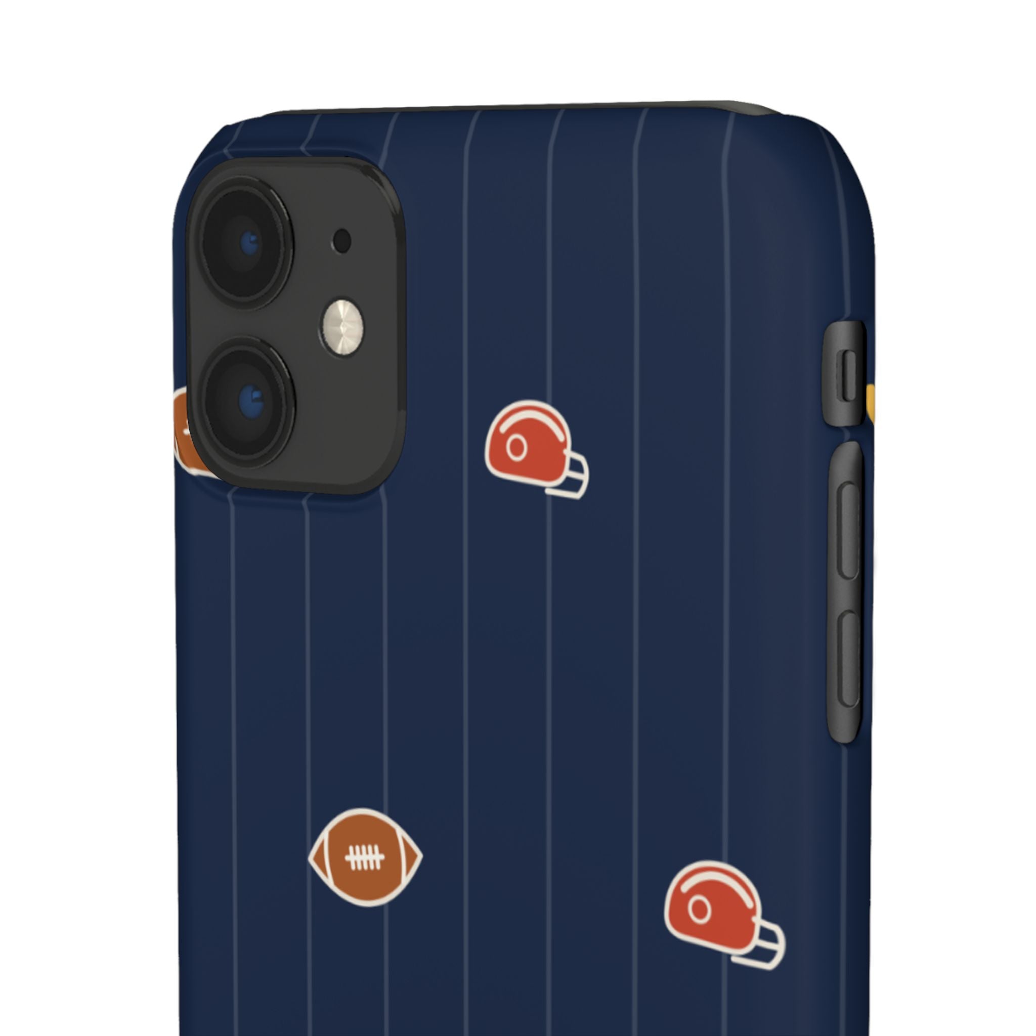 Football Pattern Phone Case – Navy Helmet & Pigskin Design