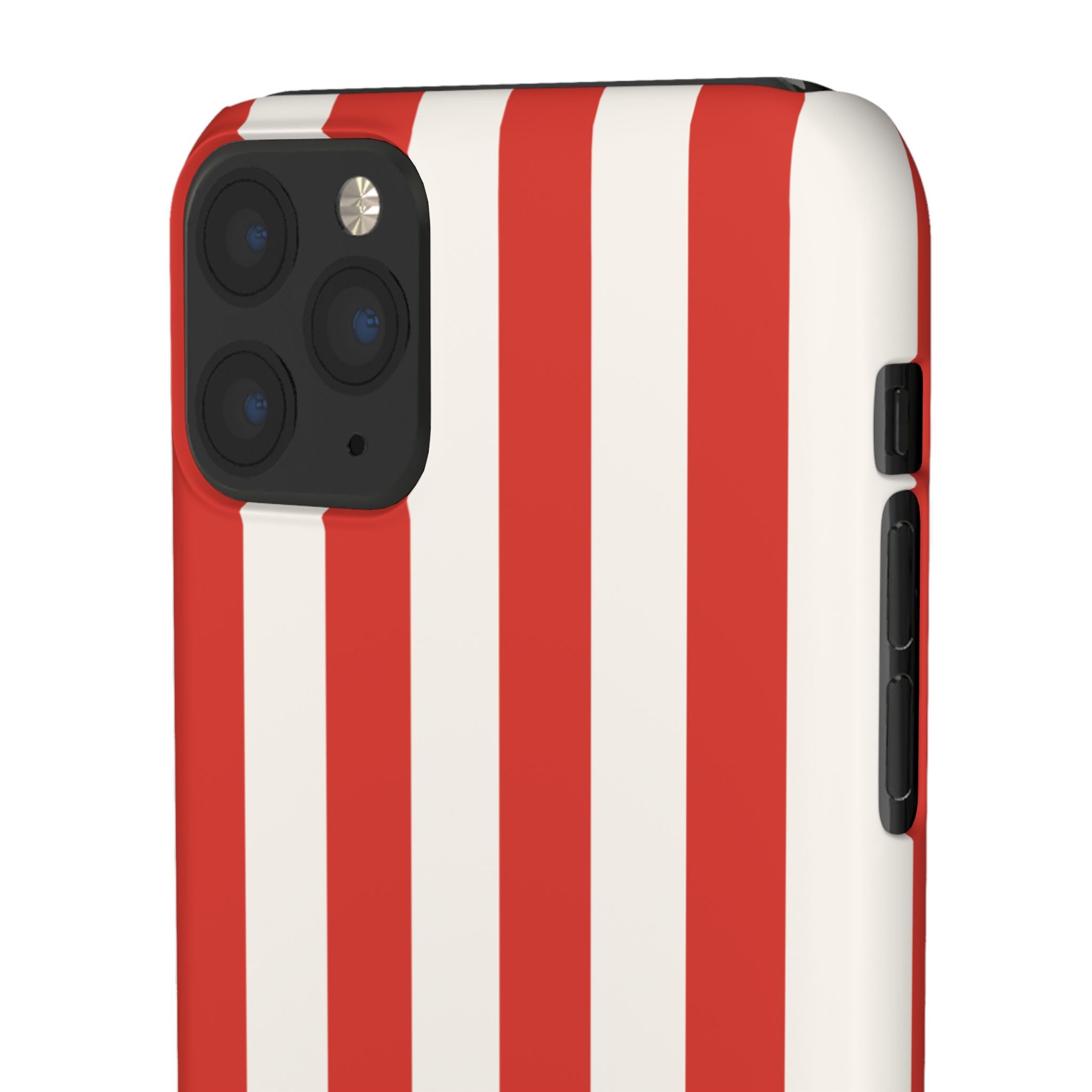 Striped Red & White Snap Phone Case – Classic Candy-Stripe Protection