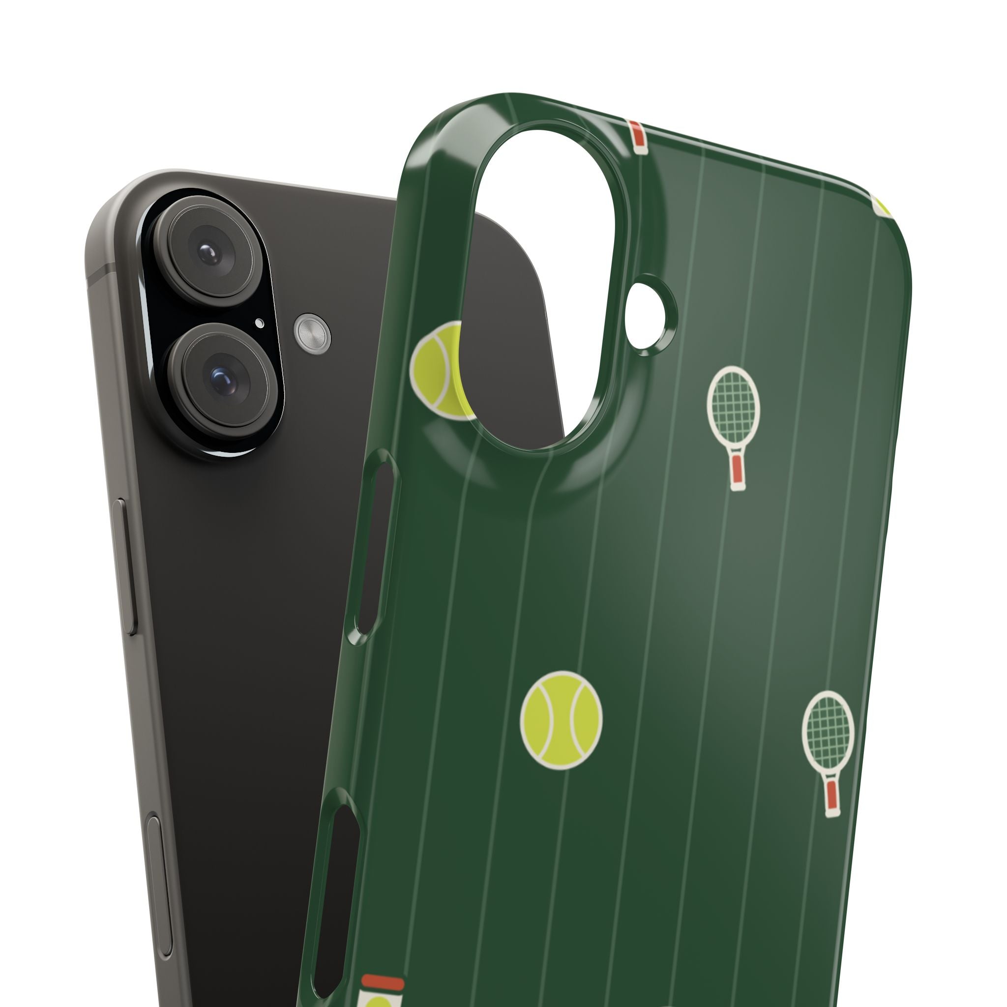 Tennis Pattern Phone Case — Green Court Design with Rackets & Balls