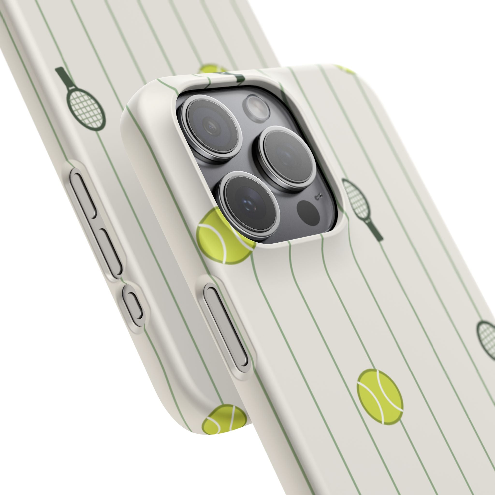 Tennis Pattern Phone Case — Rackets & Tennis Balls Protective Snap Case