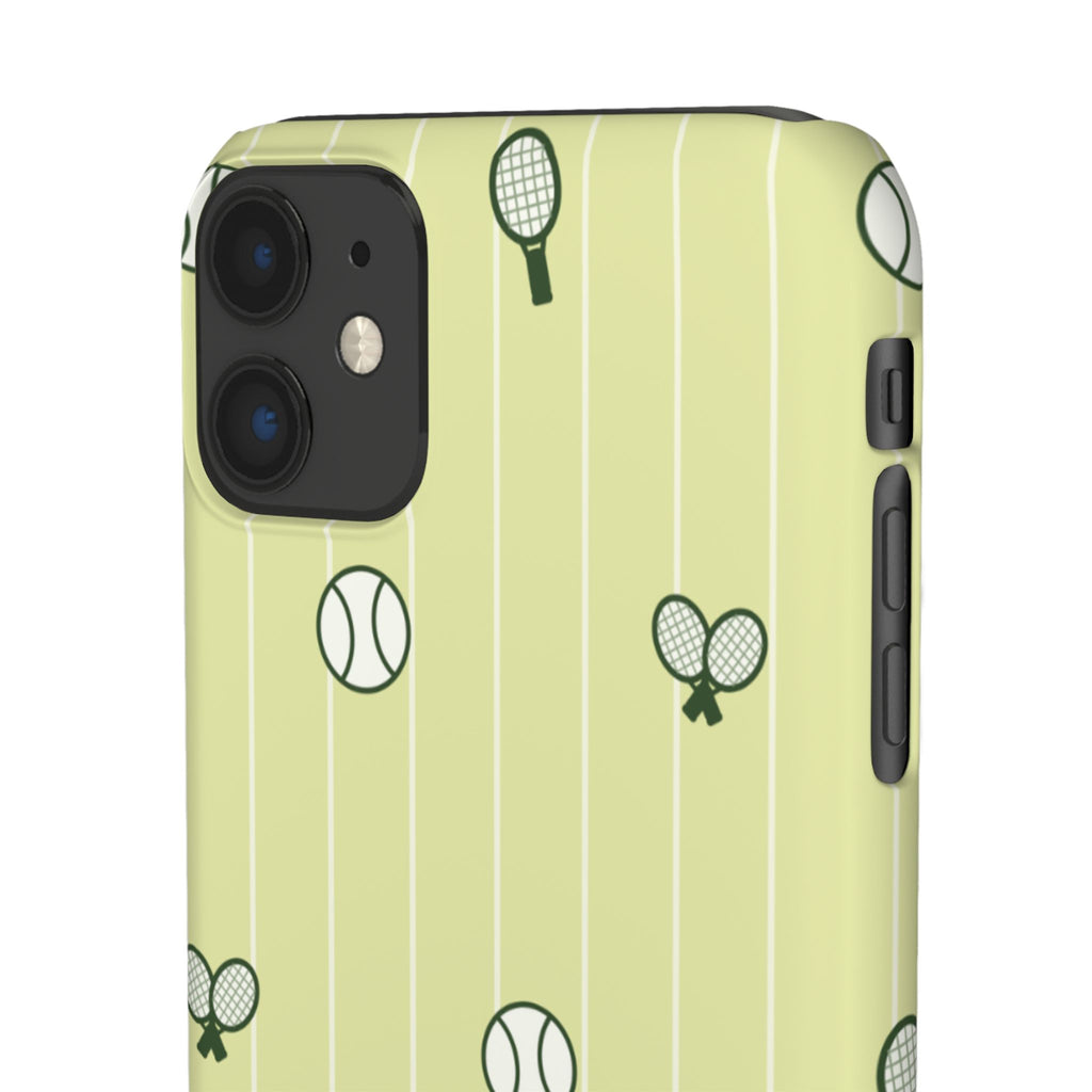 Tennis Pattern Phone Case — Yellow Racket & Ball Snap Case