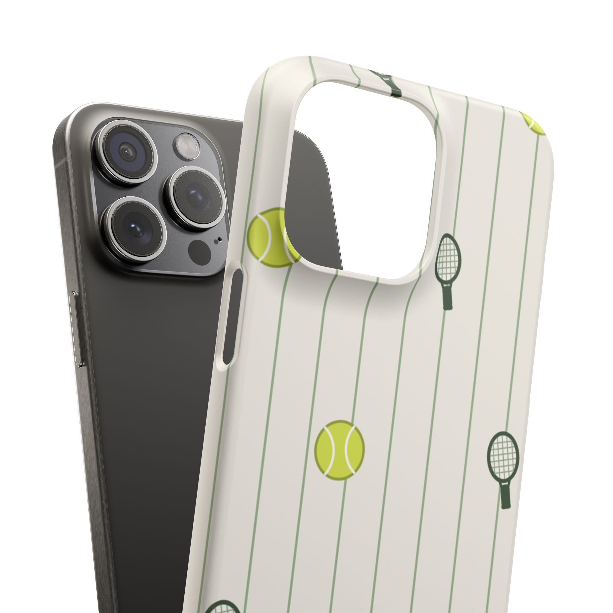 Tennis Pattern Phone Case — Rackets & Tennis Balls Protective Snap Case