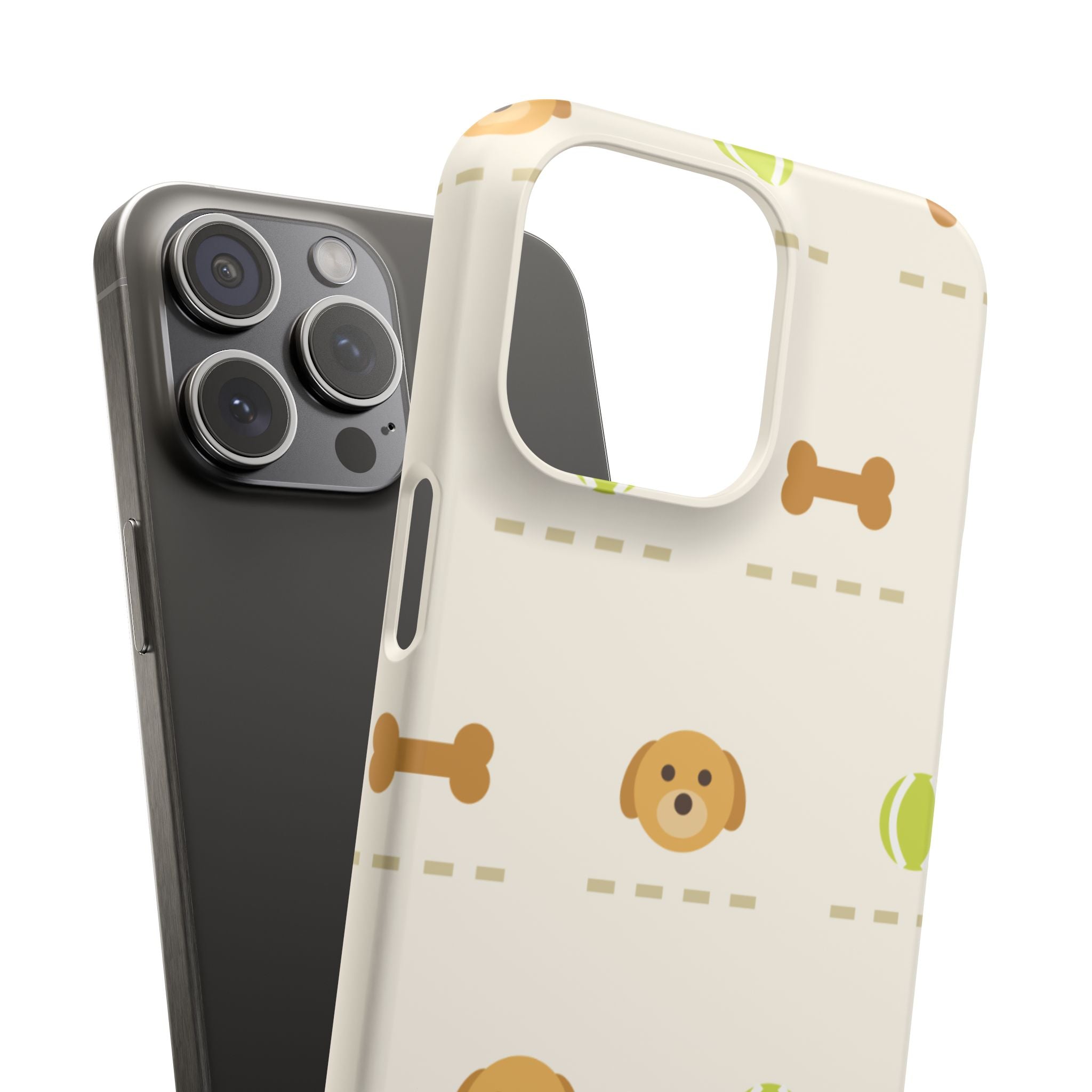Cute Puppy Pattern Phone Case — Dog, Bone & Tennis Ball Snap Case