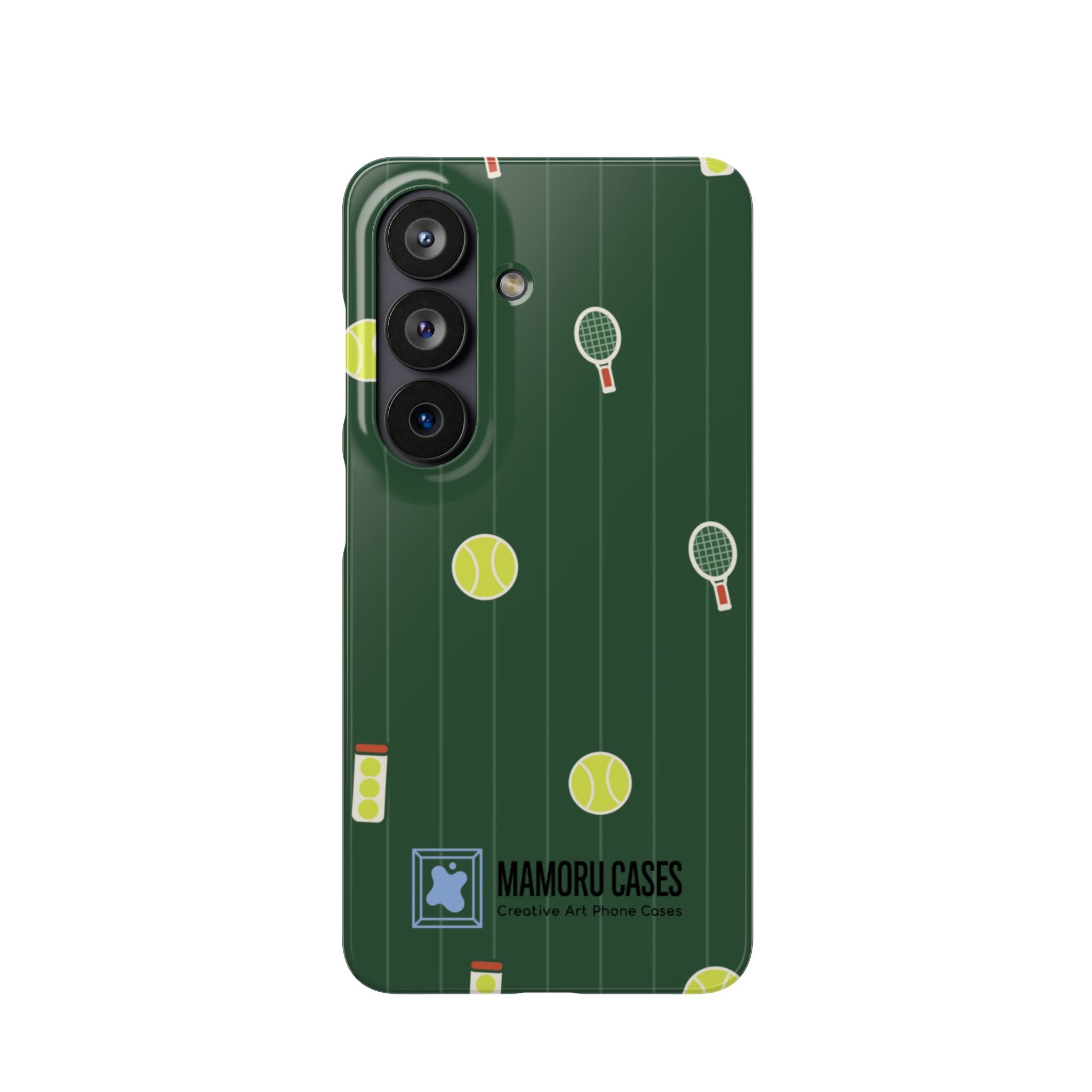 Tennis Pattern Phone Case — Green Court Design with Rackets & Balls