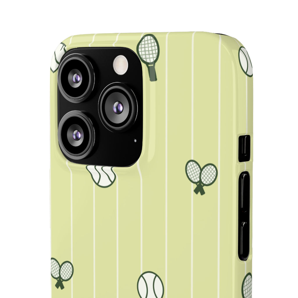 Tennis Pattern Phone Case — Yellow Racket & Ball Snap Case