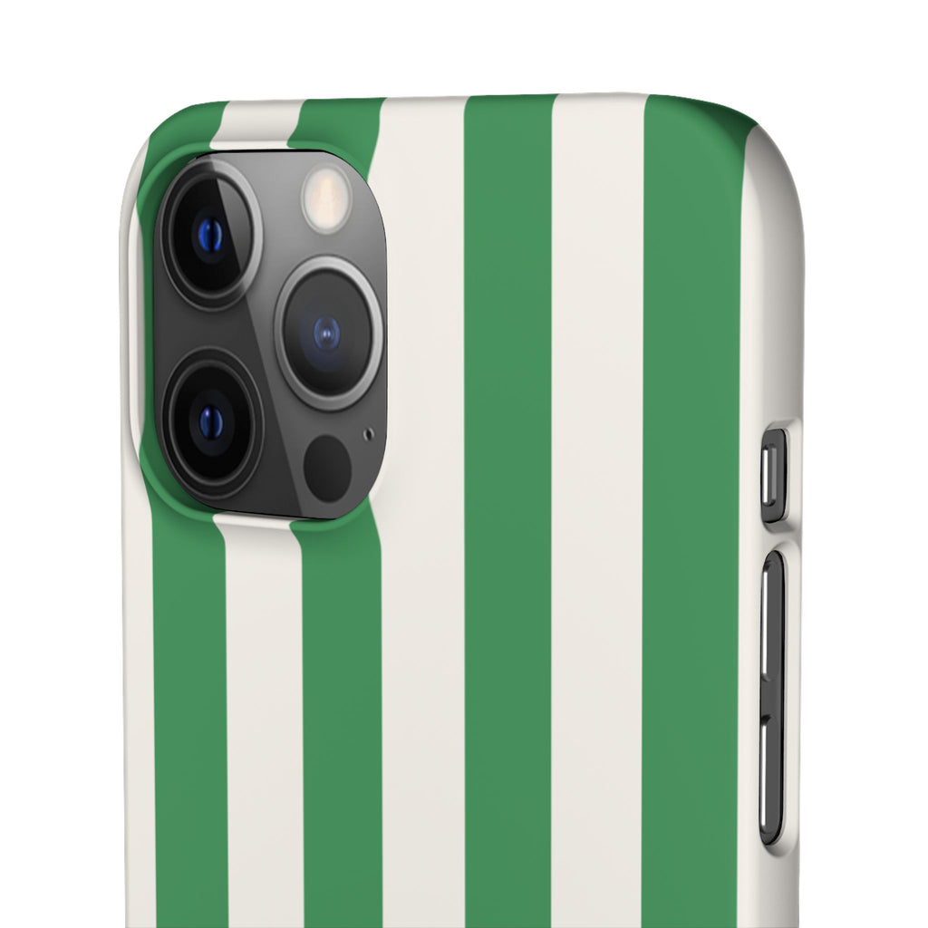 Green & White Stripe Phone Case — Snap-On Protective Cover