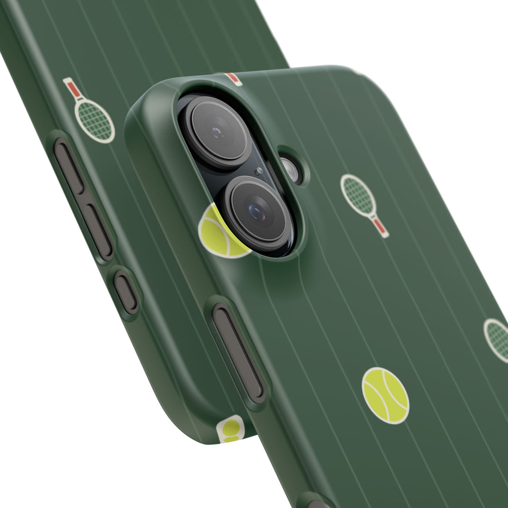 Tennis Pattern Phone Case — Green Court Design with Rackets & Balls